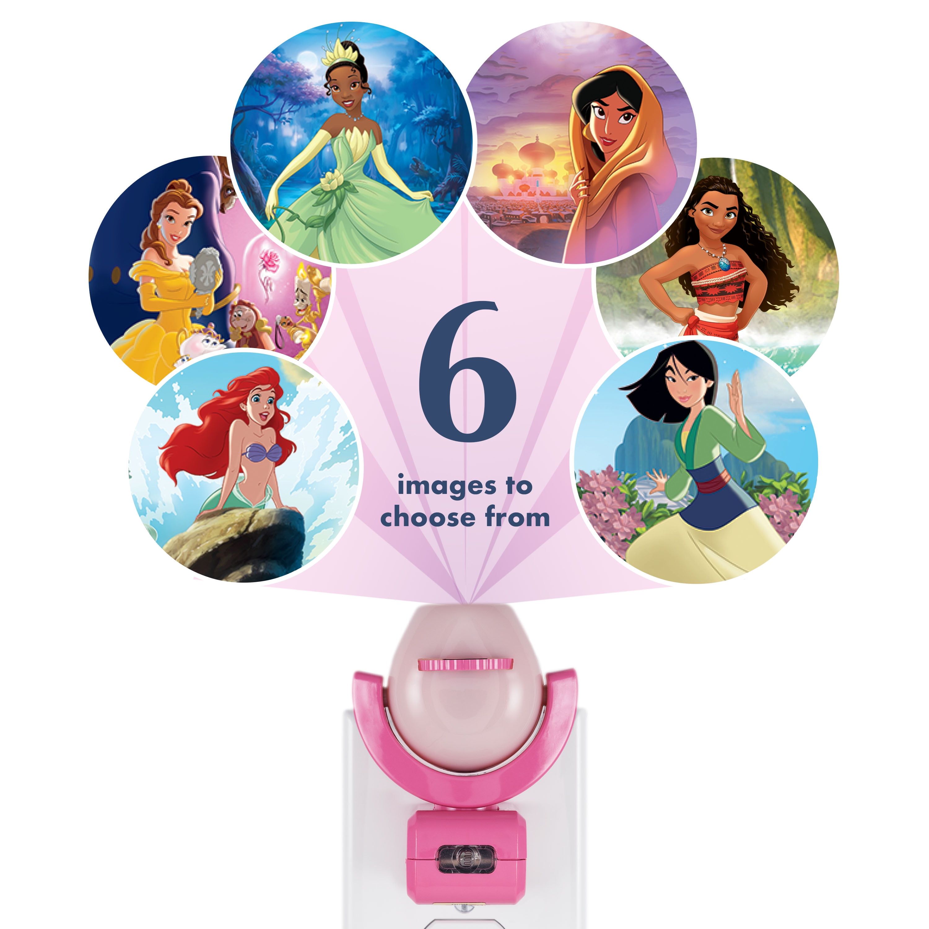 Disney Princess Pink LED Night Light with 6 Images