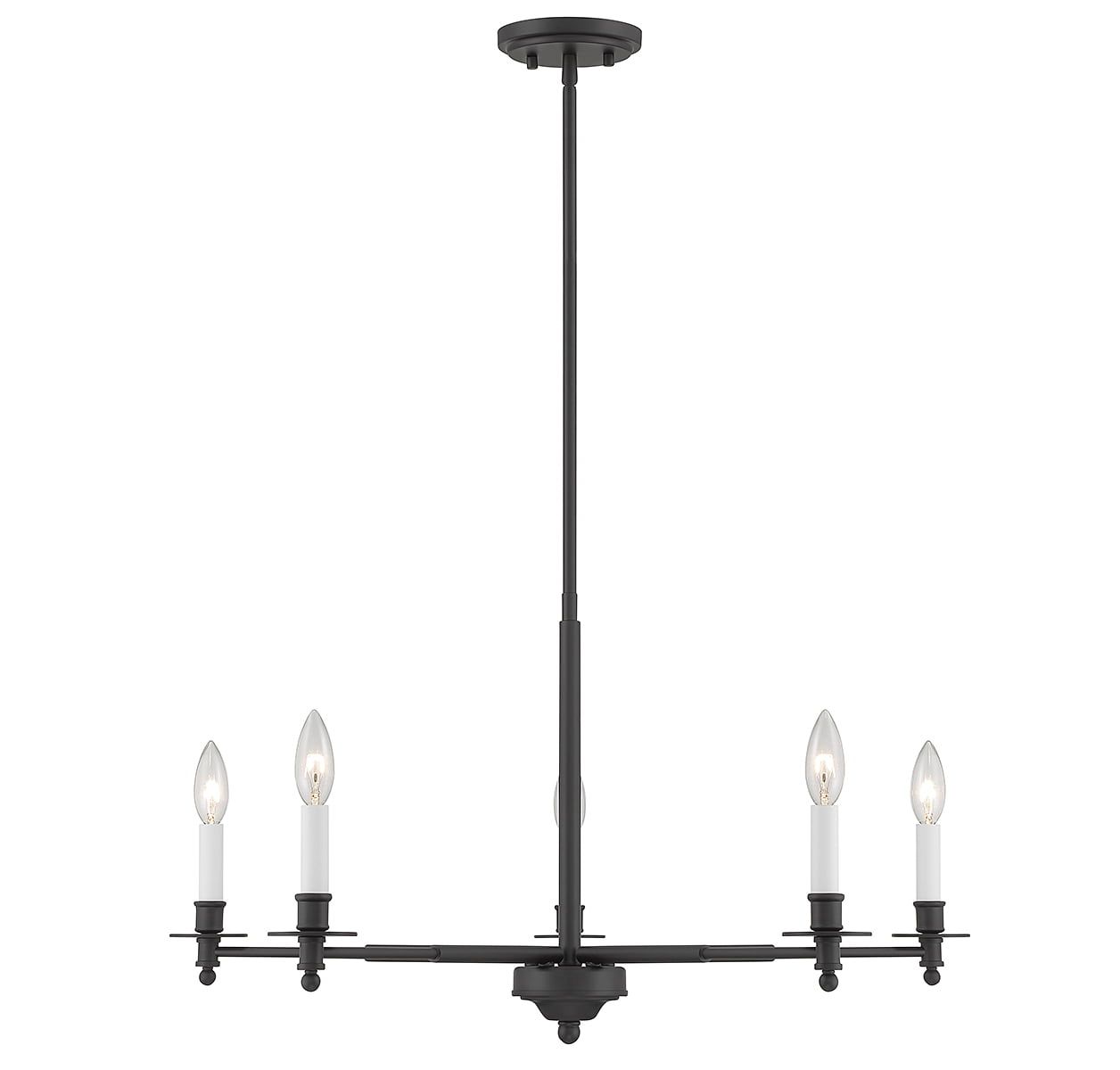 Matte Black 5-Light Adjustable Candle Chandelier