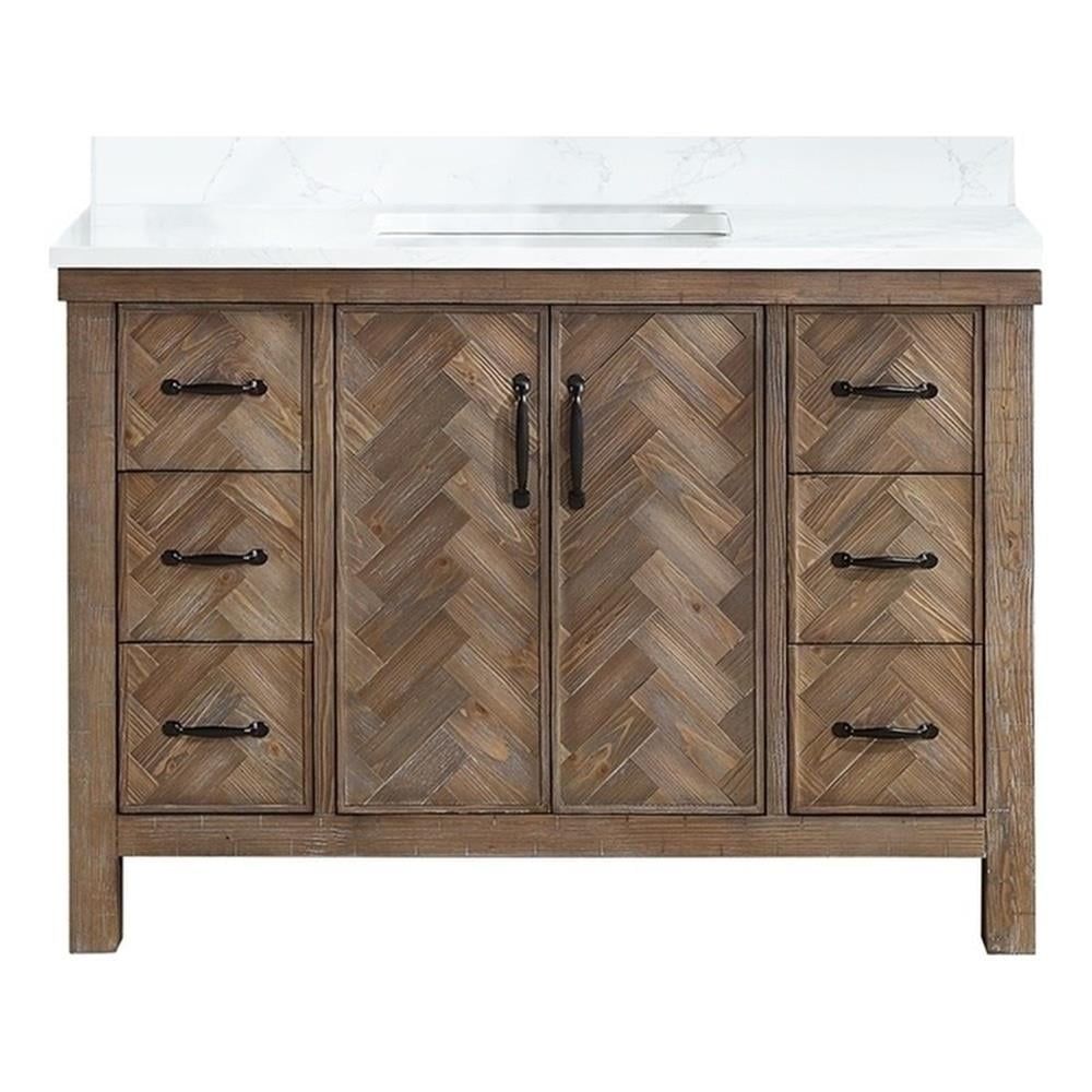 Javier 48" Spruce Antique Gray Freestanding Bathroom Vanity with White Stone Top