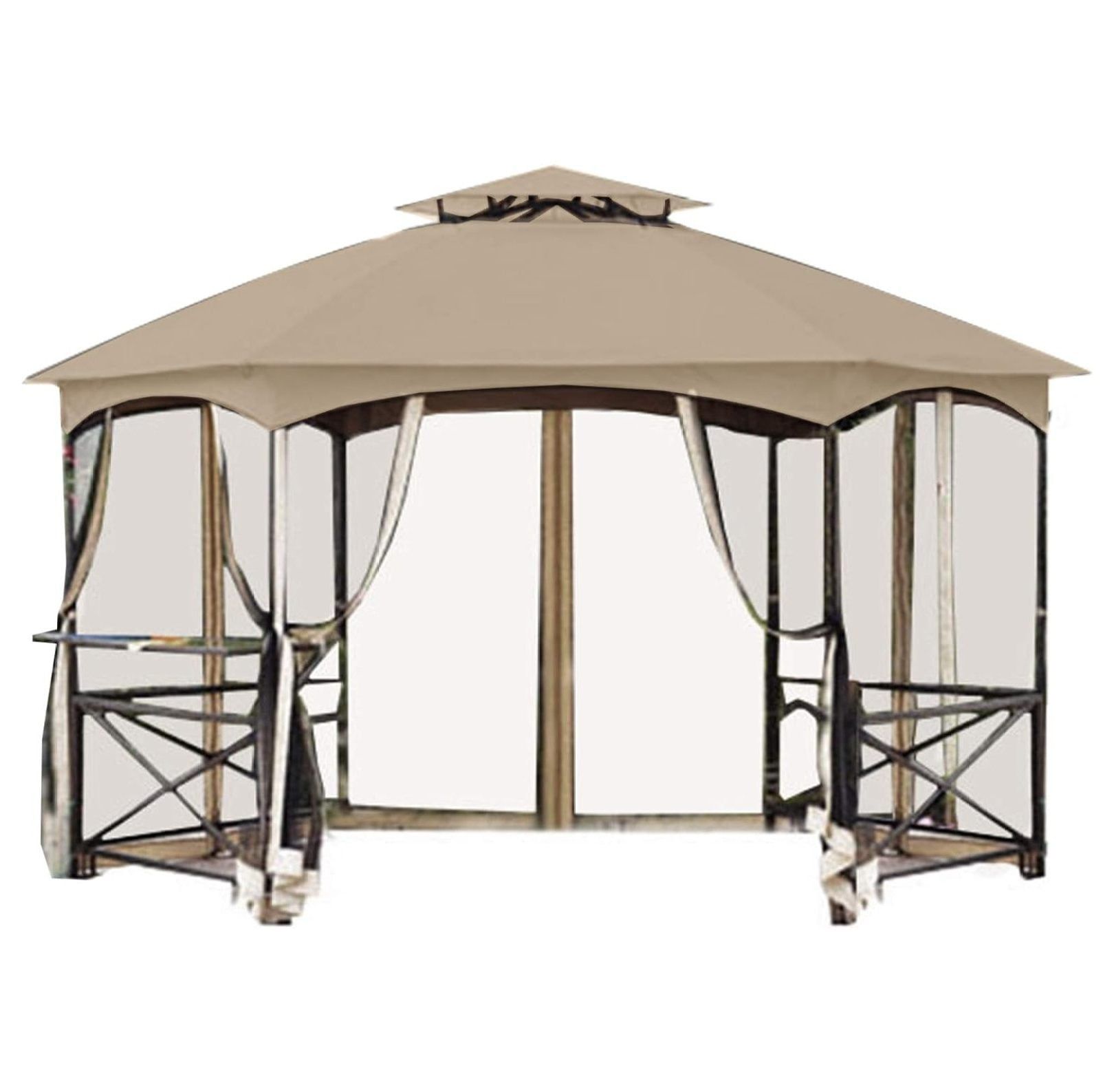 Beige Whisper Two-Tiered Hexagon Gazebo Canopy Replacement