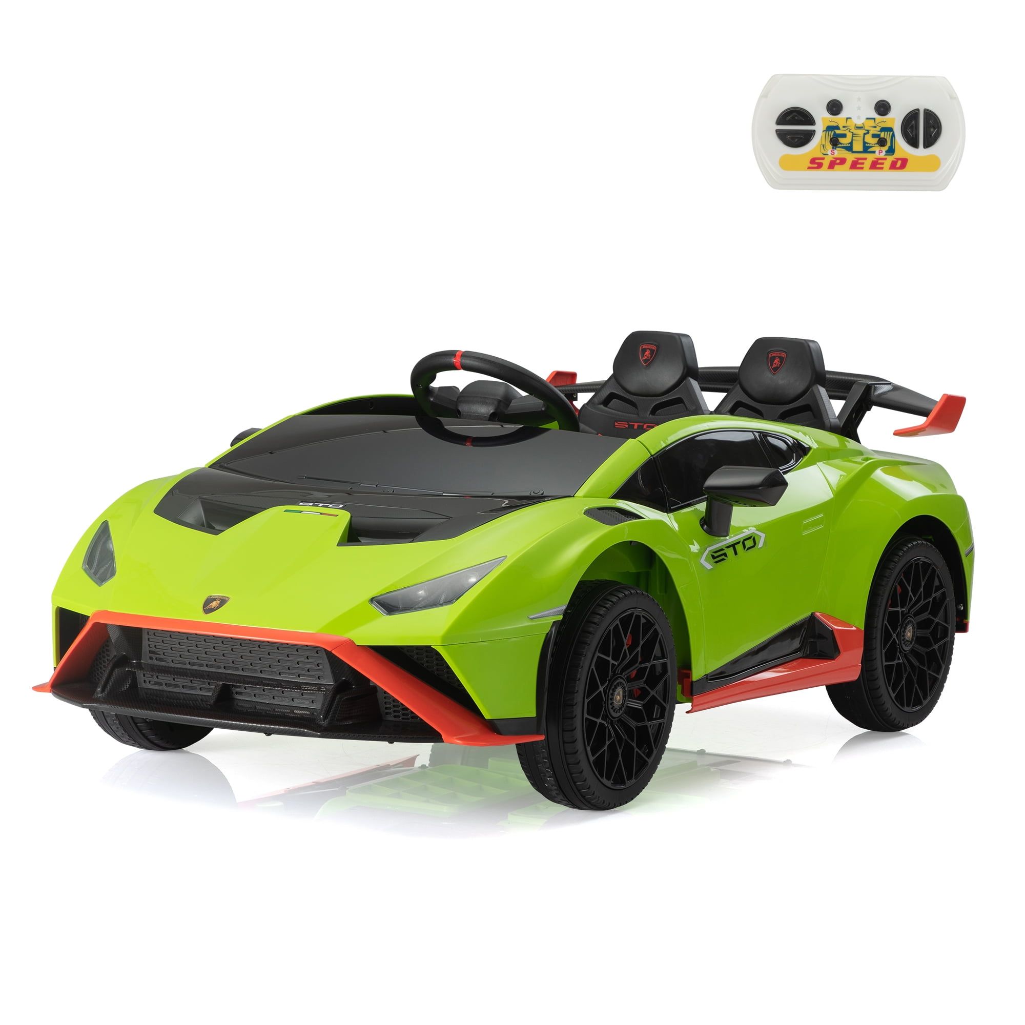 Green 12V Lamborghini STO Kids Electric Ride-On Car with Remote