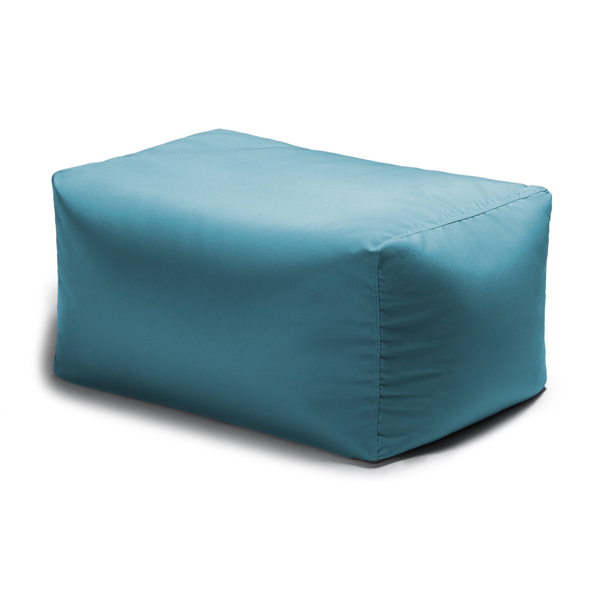 Leon Light Blue Outdoor Bean Bag Ottoman with Fade-Resistant Cover