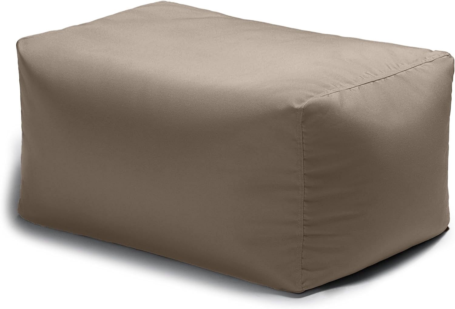 Leon Taupe Outdoor Bean Bag Ottoman - Versatile Patio Companion