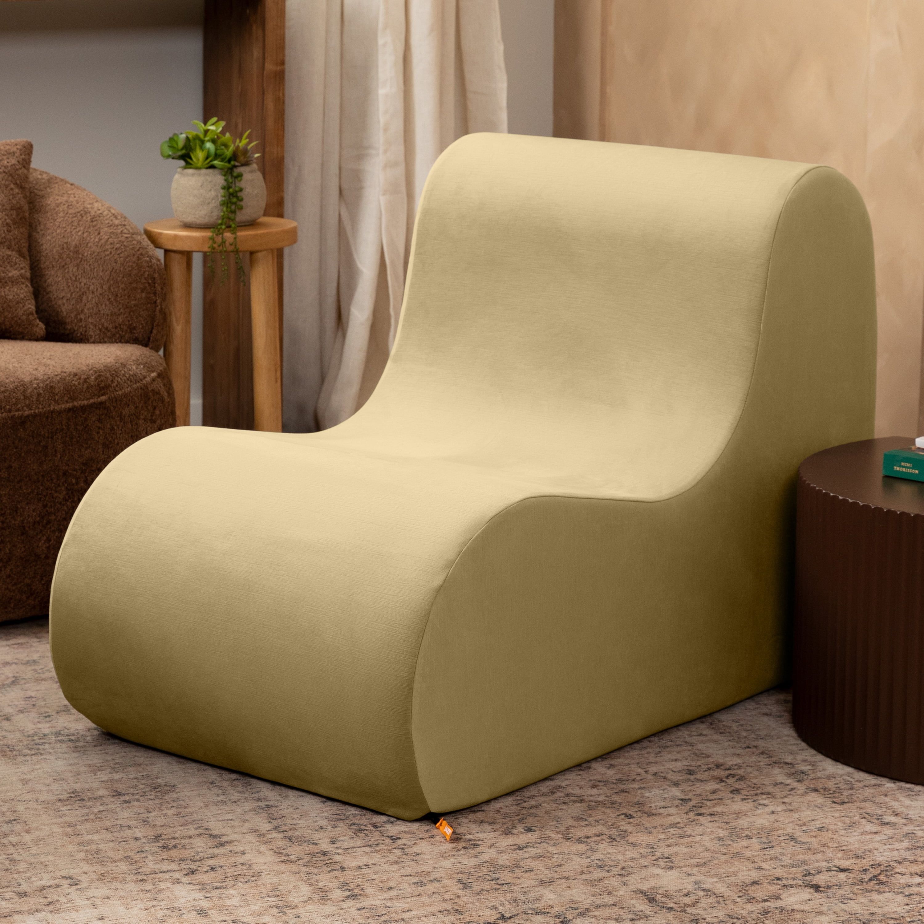 Camel Velvet Ergonomic Modern Accent Chair