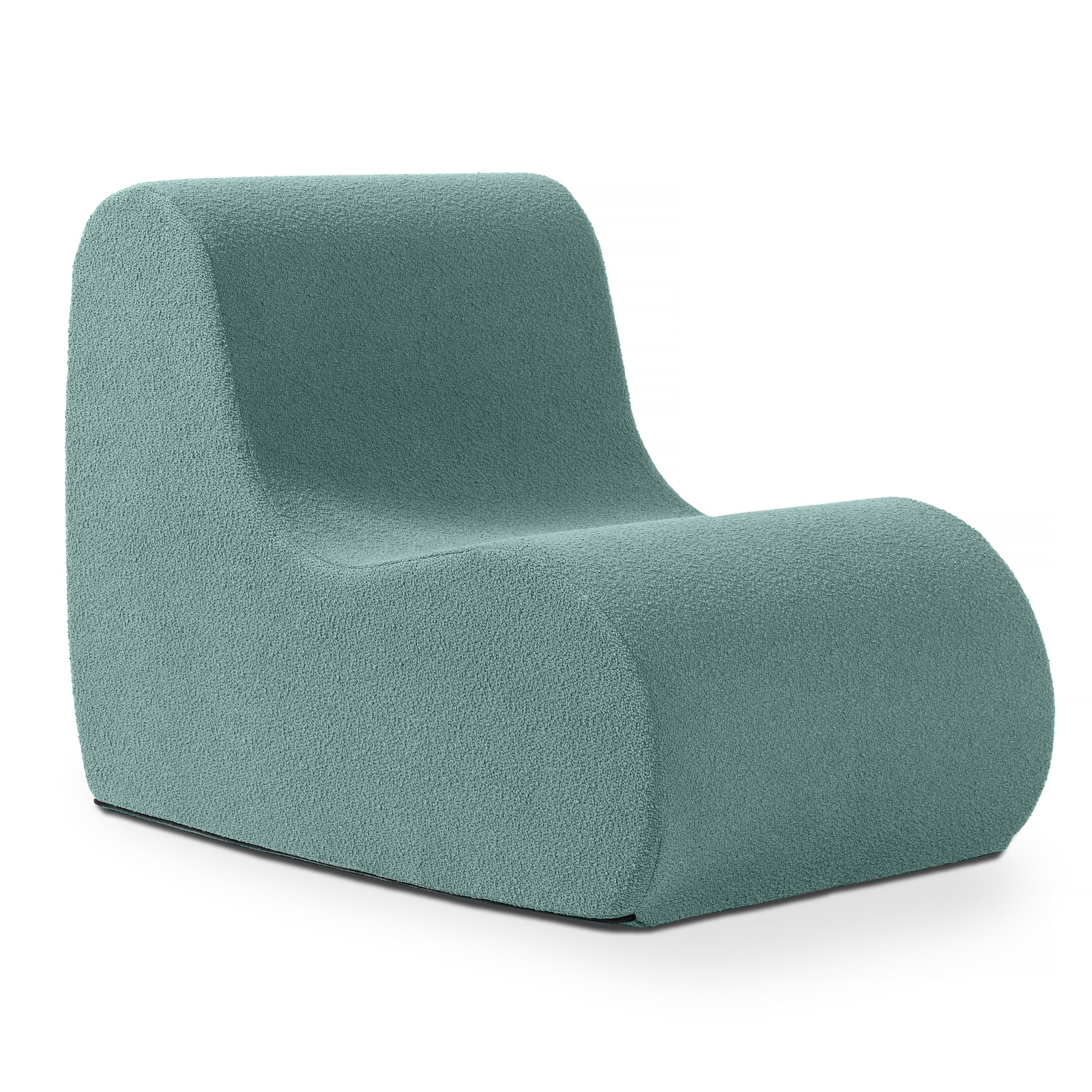 Green Boucle Modern Armless Accent Chair, 43"