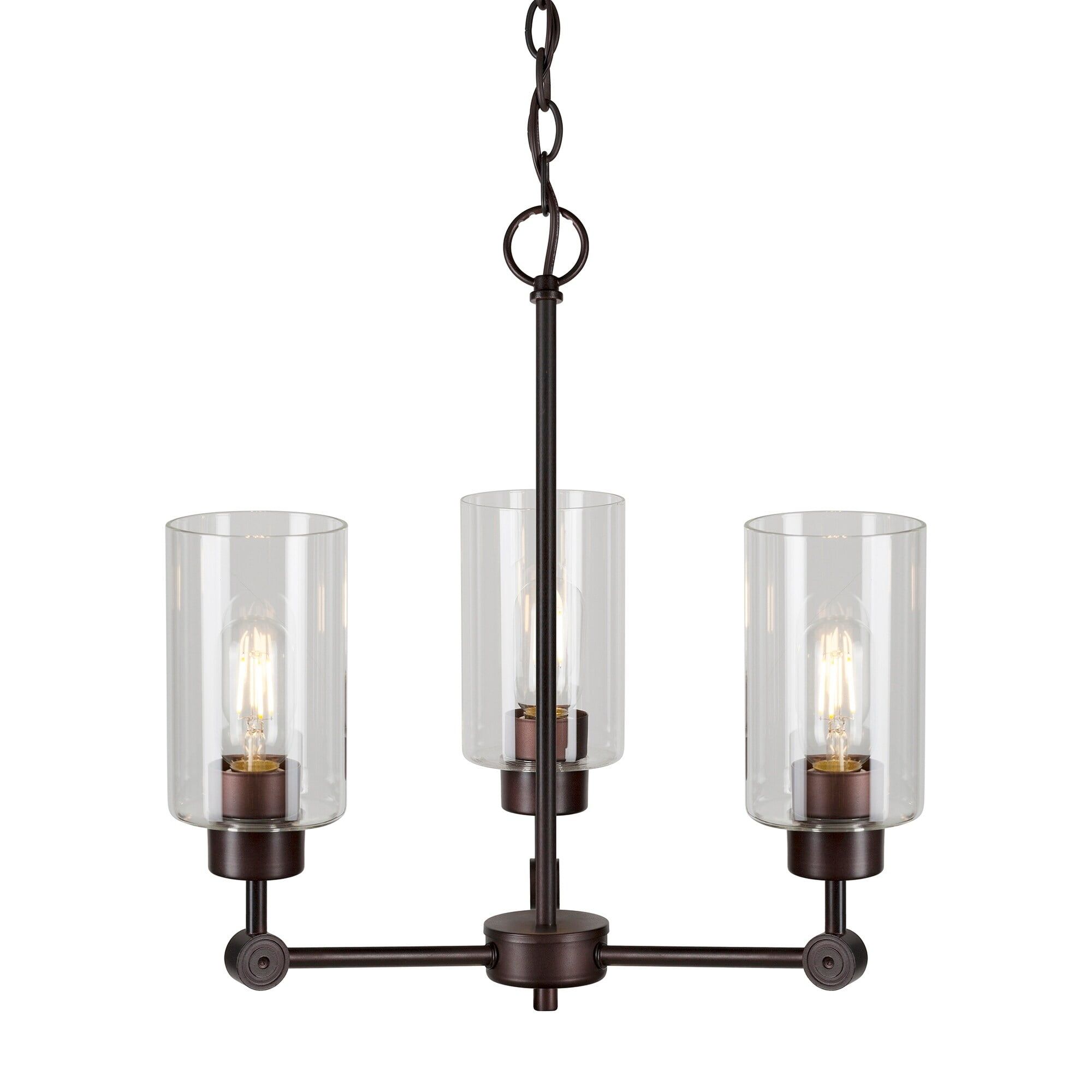 Jayden Antique Bronze 3-Light Chandelier with Clear Glass Shades