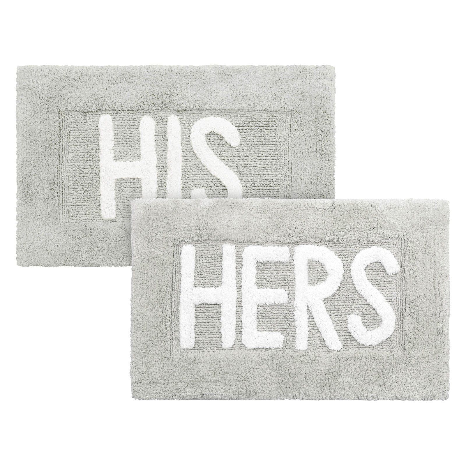 Light Grey Cotton His & Hers Bath Rug Set