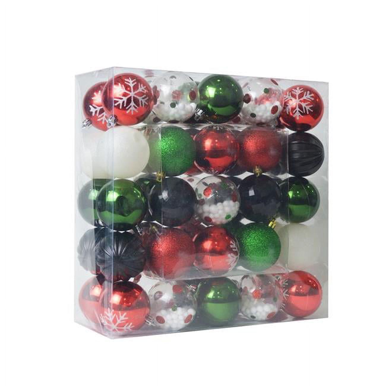 Jeco 50 Piece Shatterproof Red Green Black Christmas Ball Ornament Set