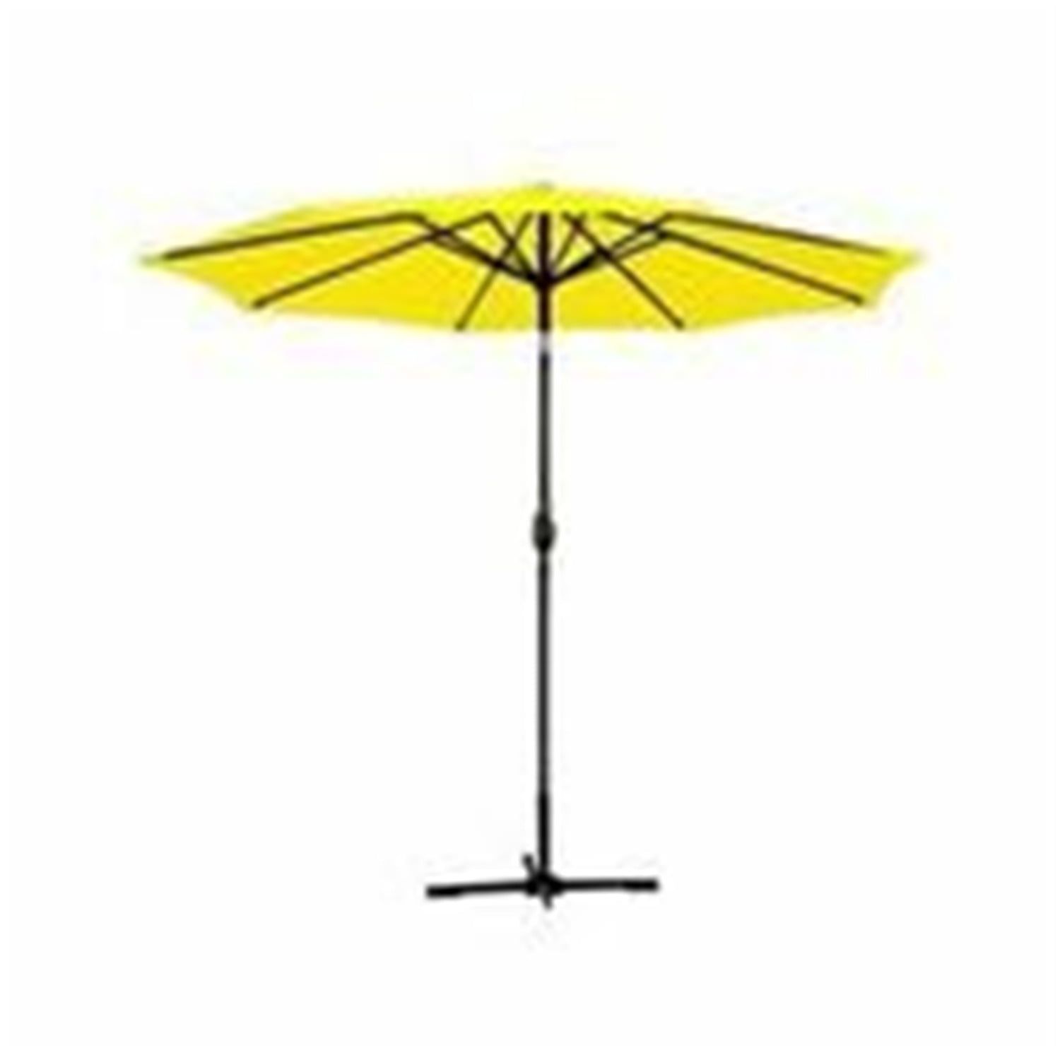 9ft Yellow Polyester Market Patio Umbrella with Black Aluminum Pole