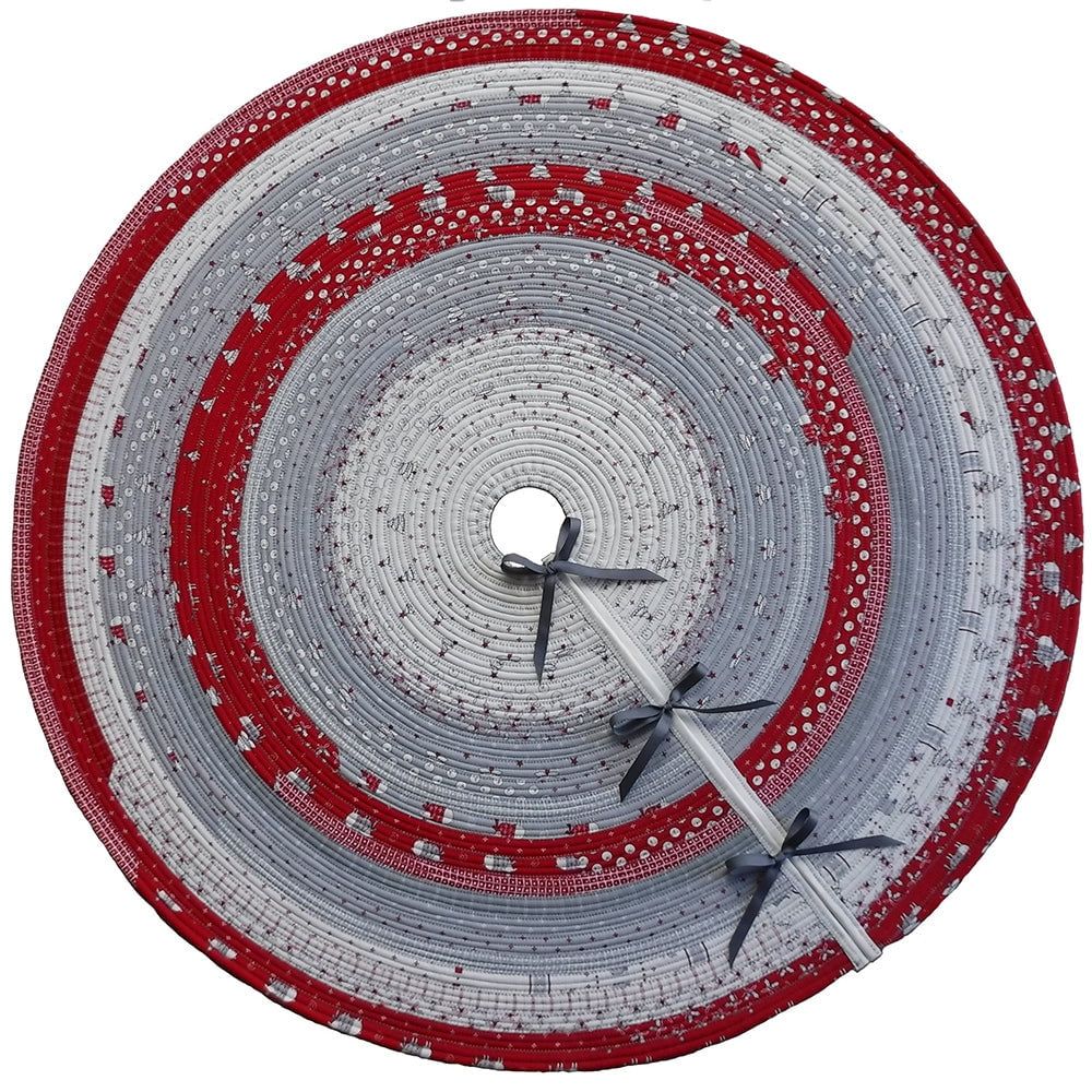 Festive Red and Gray Jelly Roll Tree Skirt Pattern