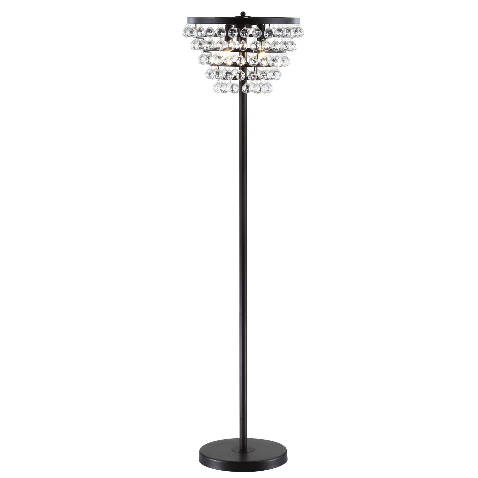 Jemma 60" Bronze/Clear Crystal LED Floor Lamp, Modern Transitional