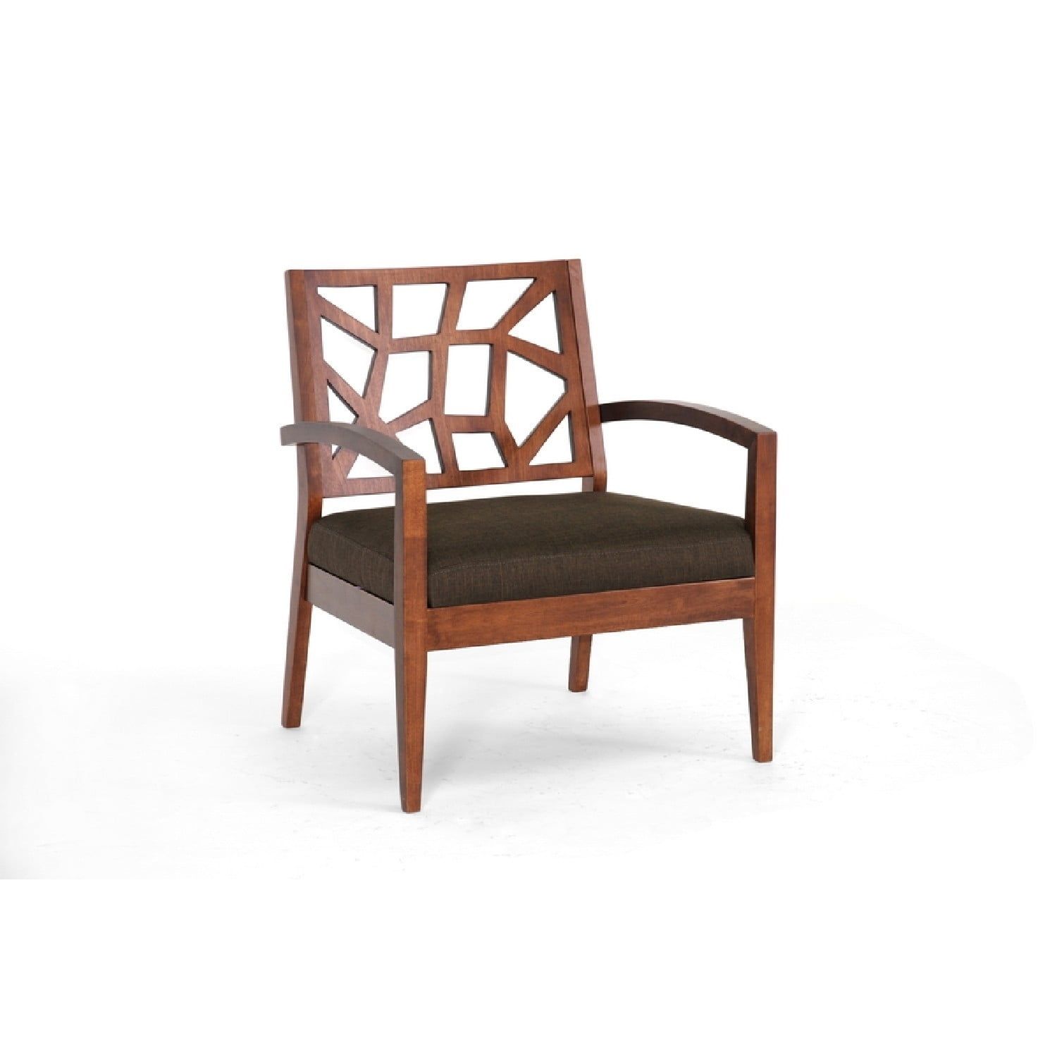 Danish Modern Dark Brown Microfiber Lounge Chair with Walnut Veneer