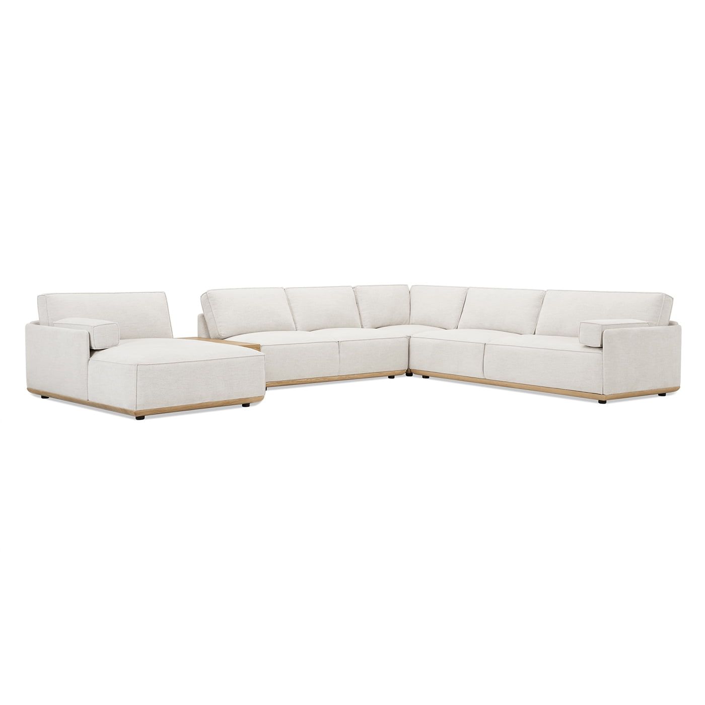 Destin 164" Off-White Fabric 5-Piece U-Shaped Sectional with Storage