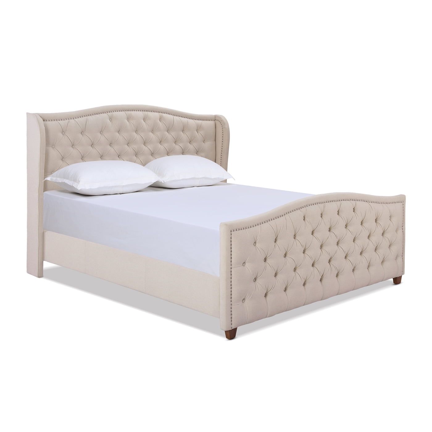 Marcella Light Beige Tufted Upholstered King Bed with Nailhead Trim