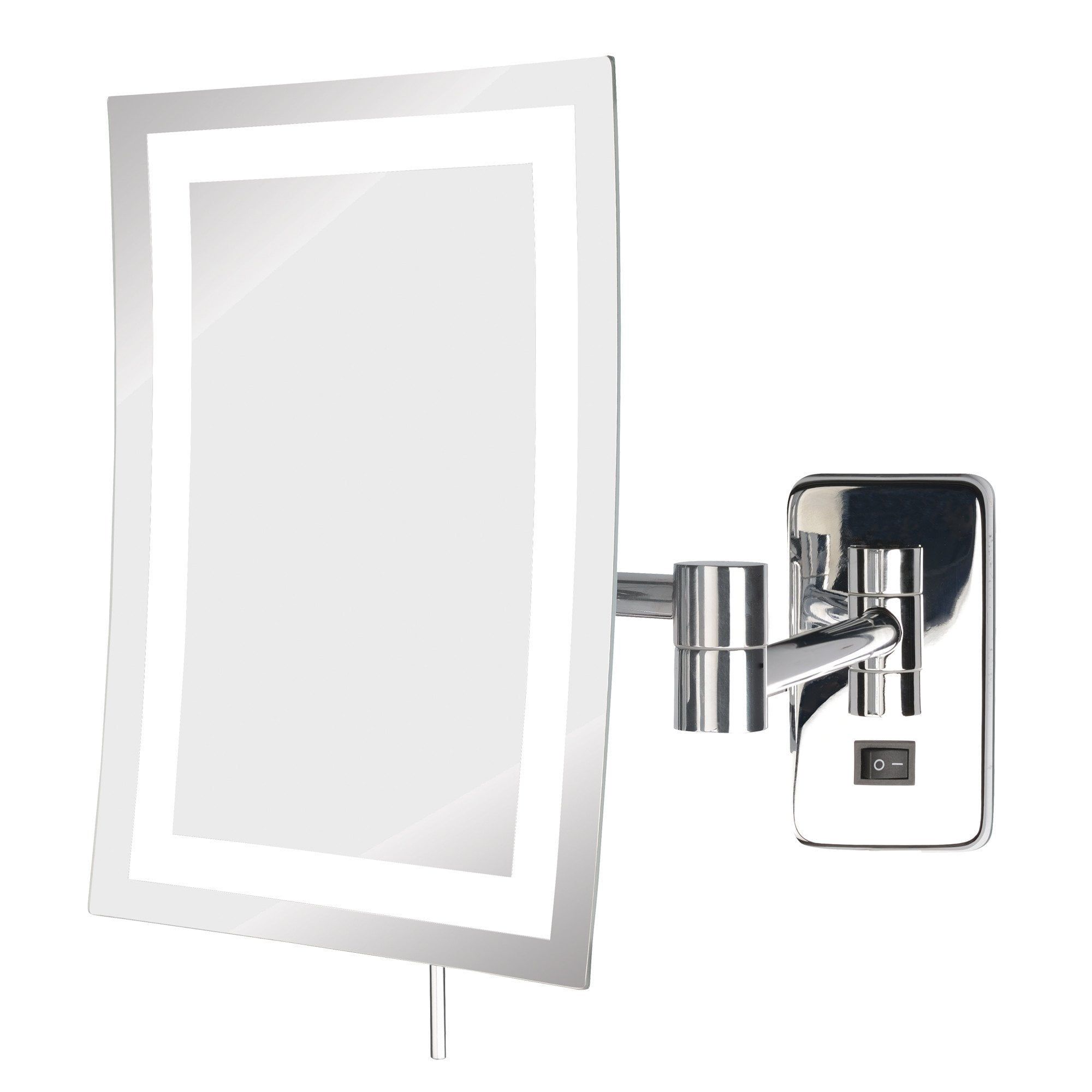 Rectangular Chrome Wall Mounted LED Magnifying Makeup Mirror