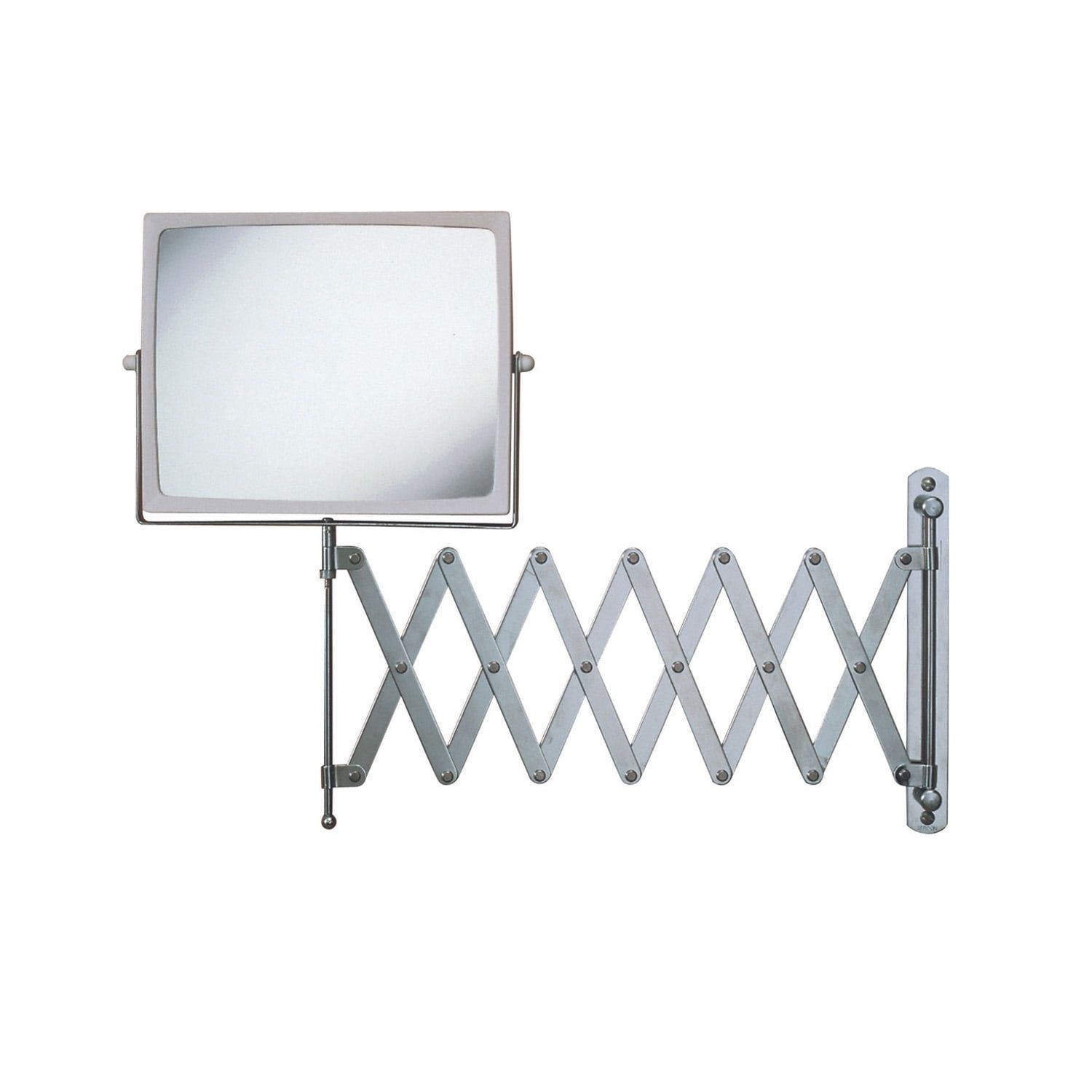 Elegant Wall-Mounted Rectangular Magnifying Mirror with Swivel Design, White and Chrome