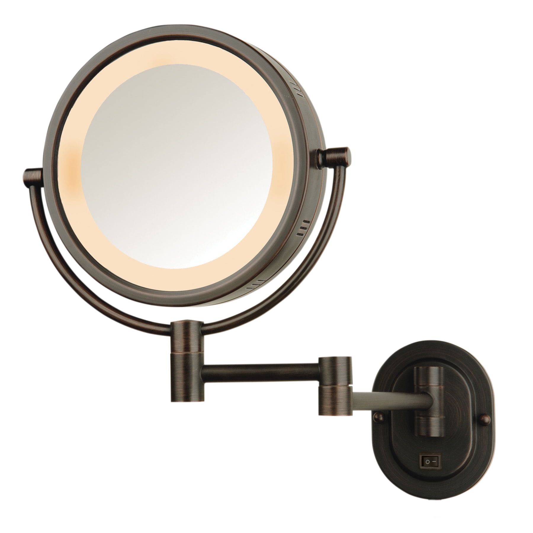 Bronze 8" Wall Mounted Lighted Makeup Mirror with 5X Magnification