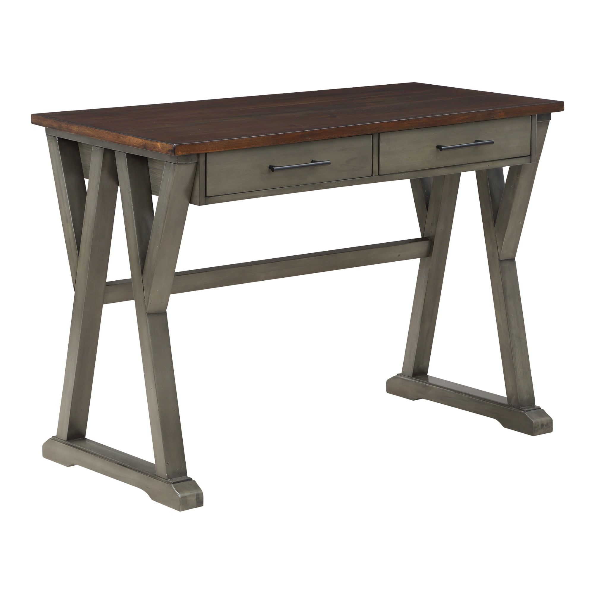 Jericho Slate Gray Rustic Wood Writing Desk with Drawers