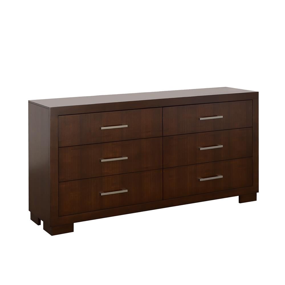 Cappuccino Double 6-Drawer Dresser with Felt Lining