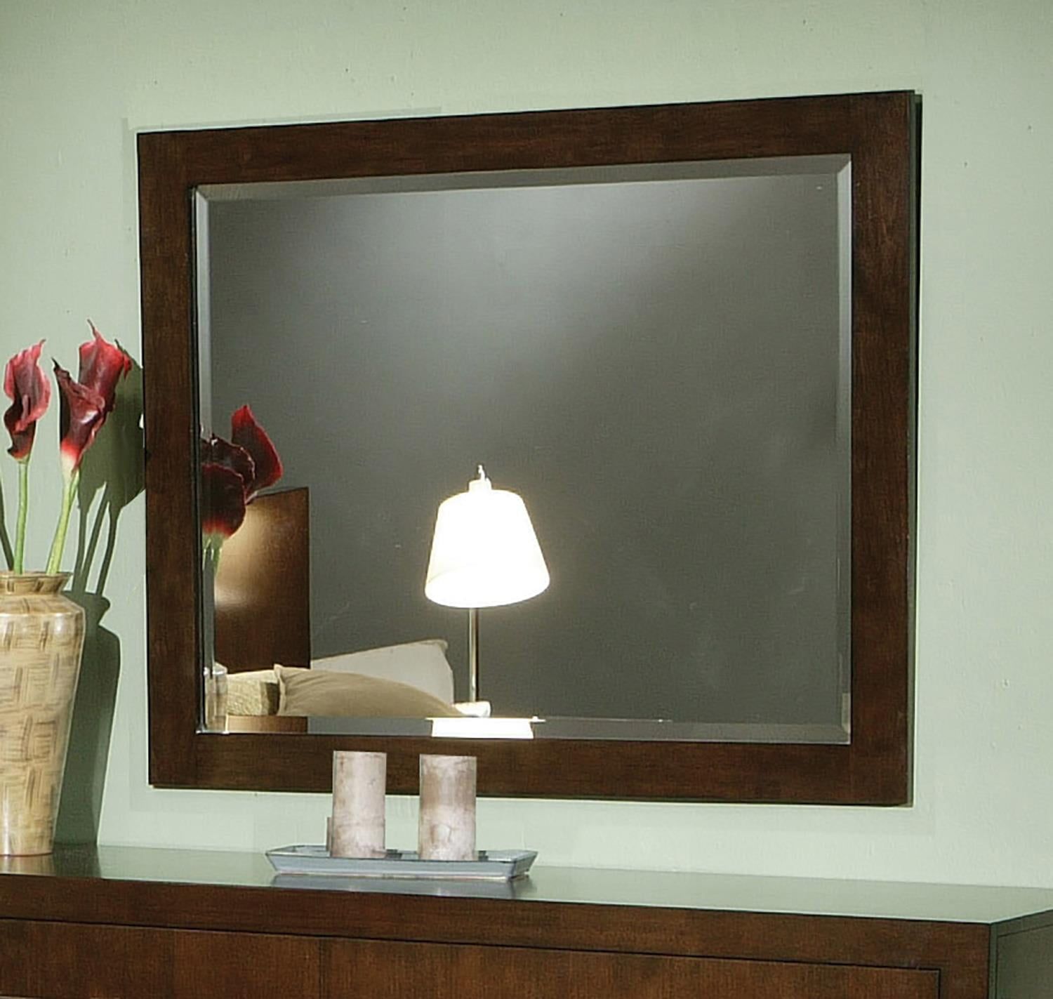 Contemporary Cappuccino Wood Rectangular Dresser Mirror