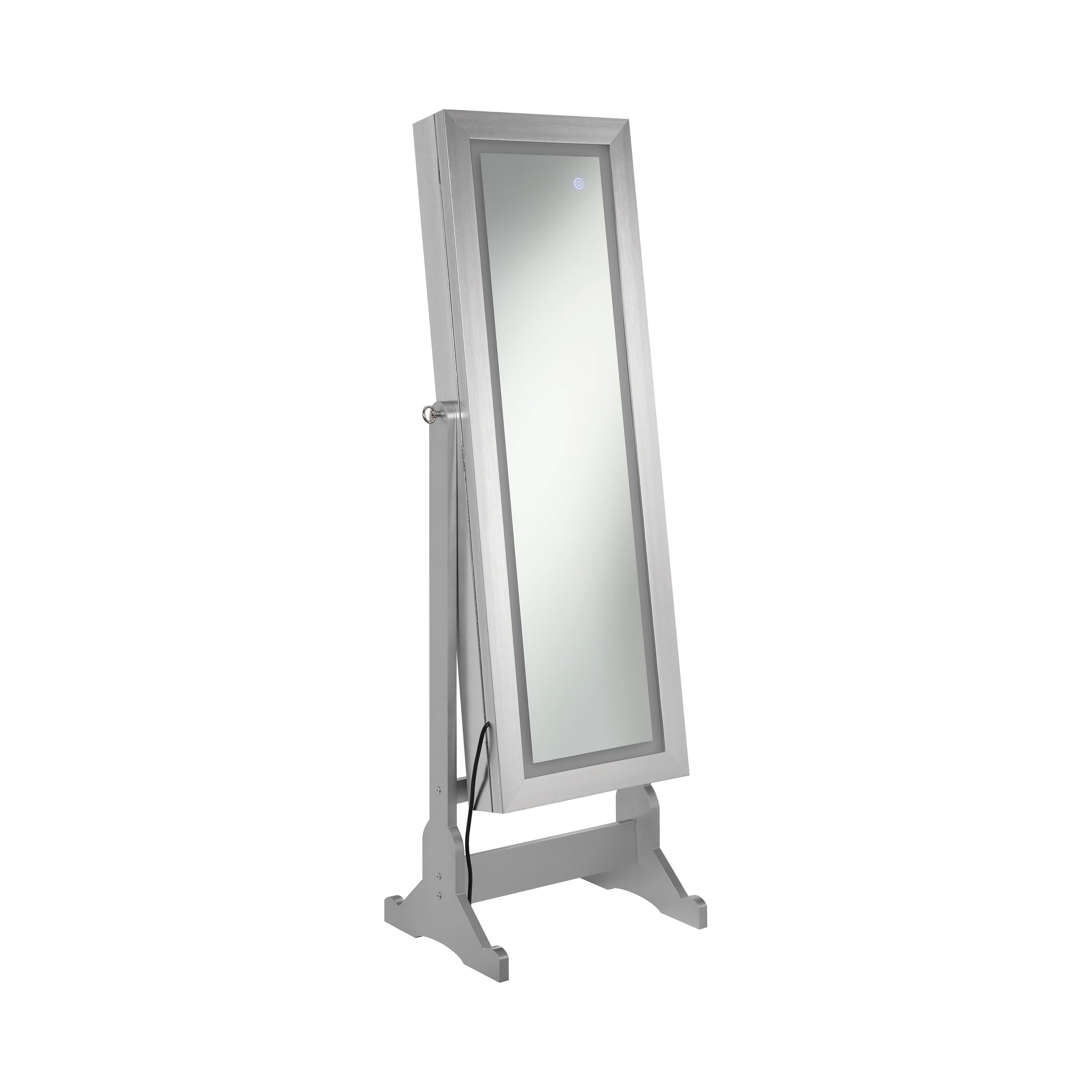 Contemporary Full-Length Freestanding Silver Wood Mirror