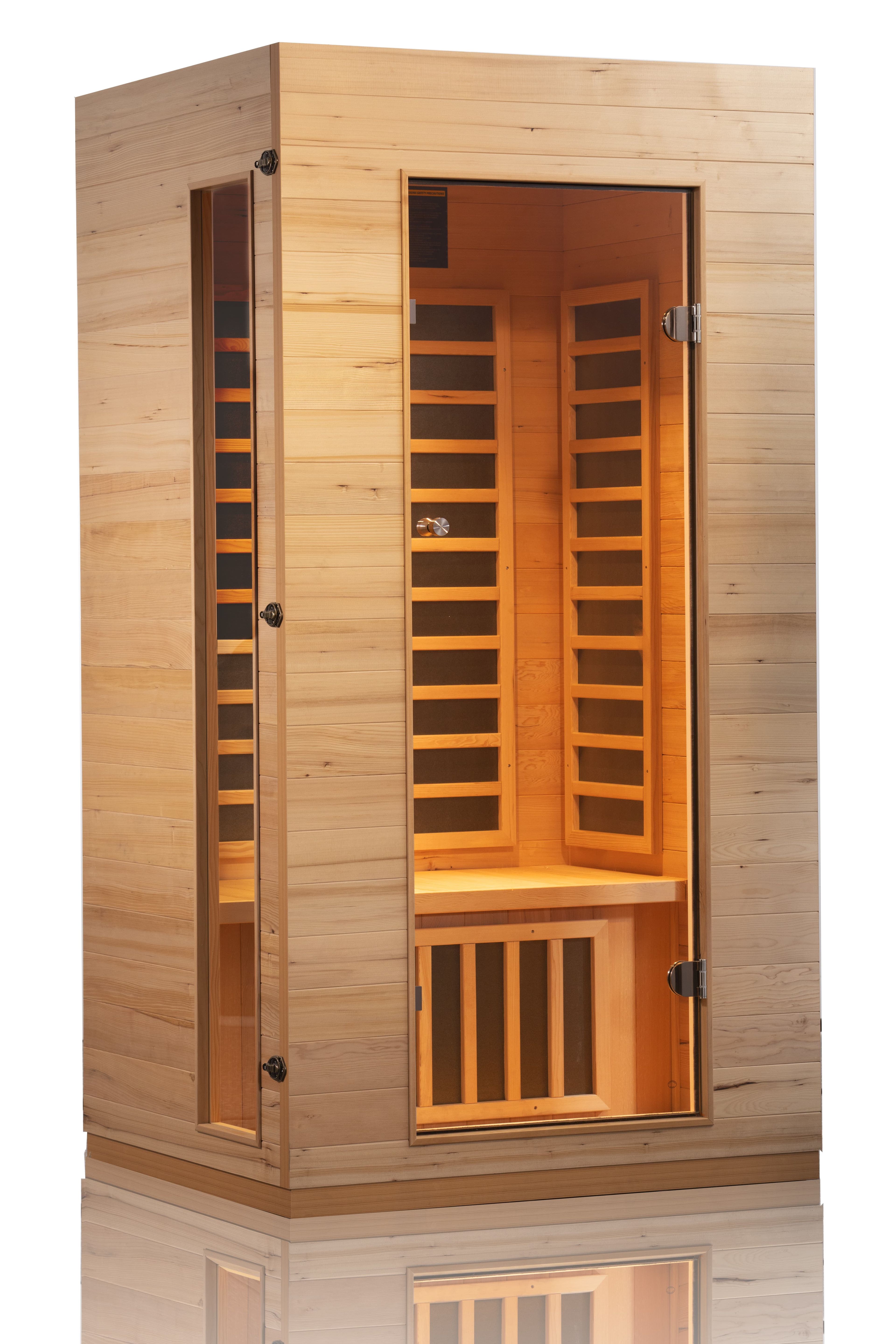 Single Person Hemlock Wood Infrared Sauna with Glass Door