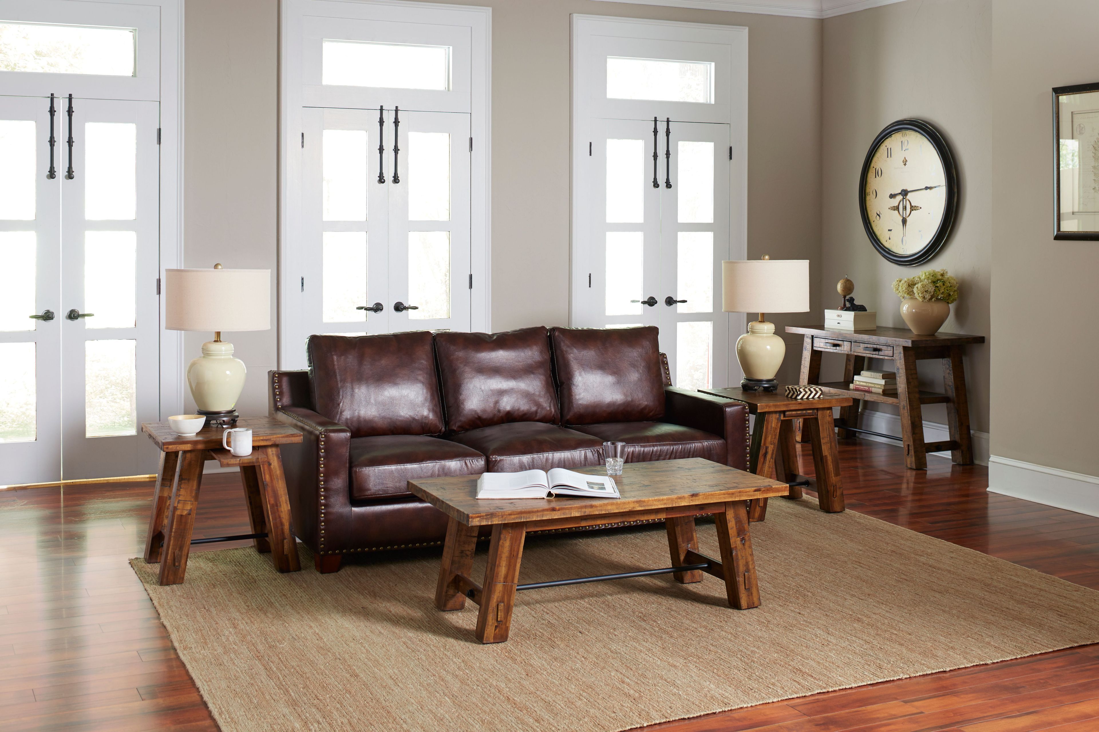 Cannon Valley Rustic 50" Brown Wood & Metal Sofa Table with Storage