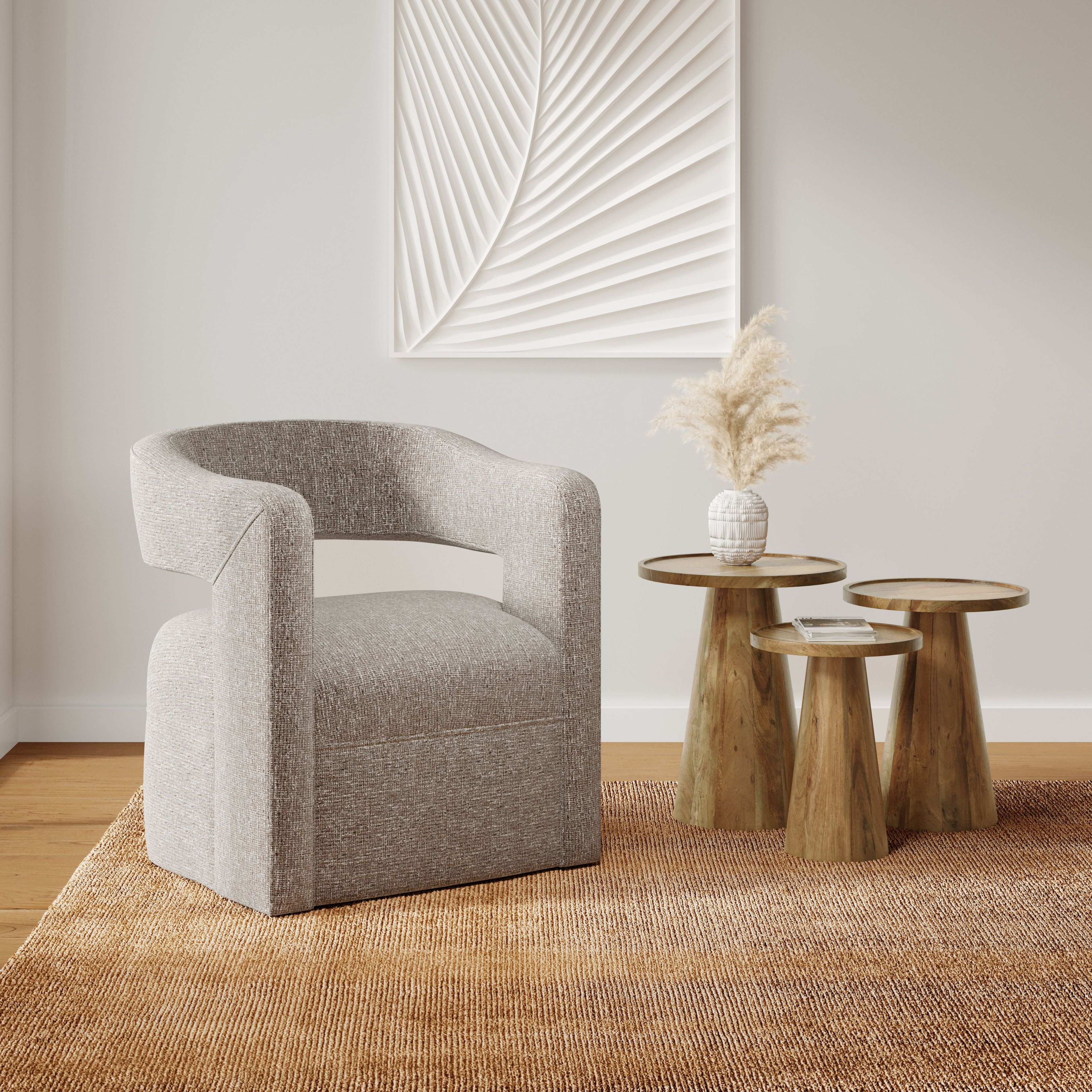 Knox Mid-Century Modern Natural Mango Wood Round Nesting Tables Set