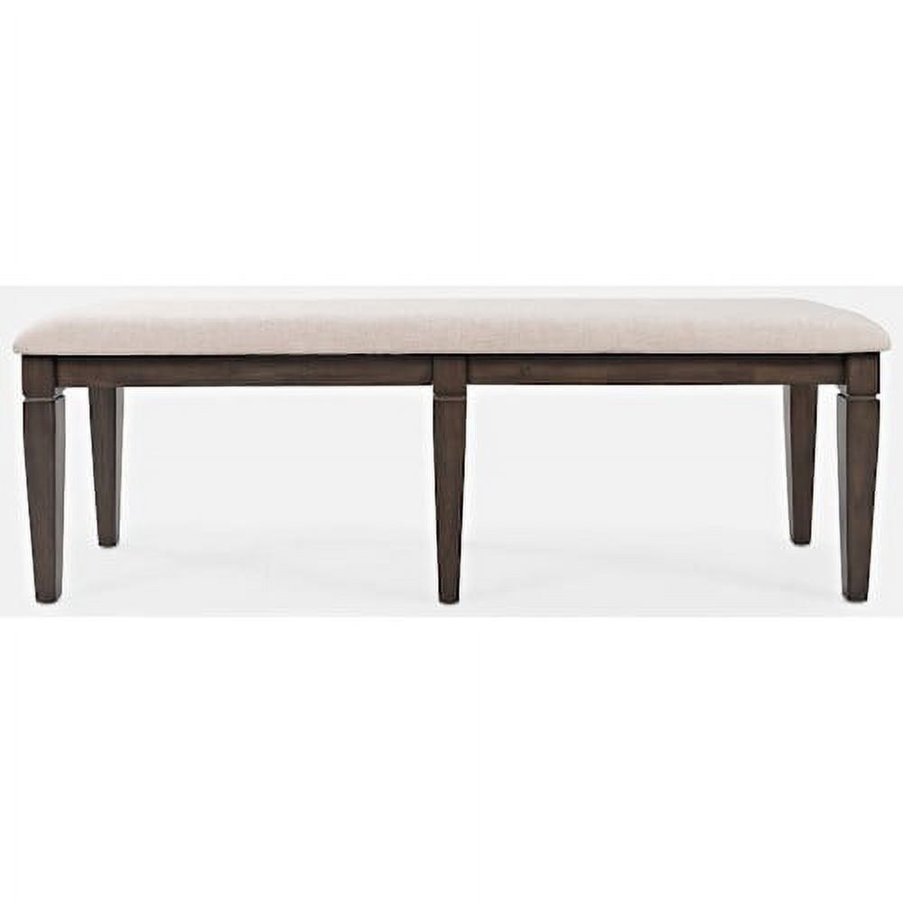 Lincoln Square Cream Upholstered 58" Acacia Dining Bench