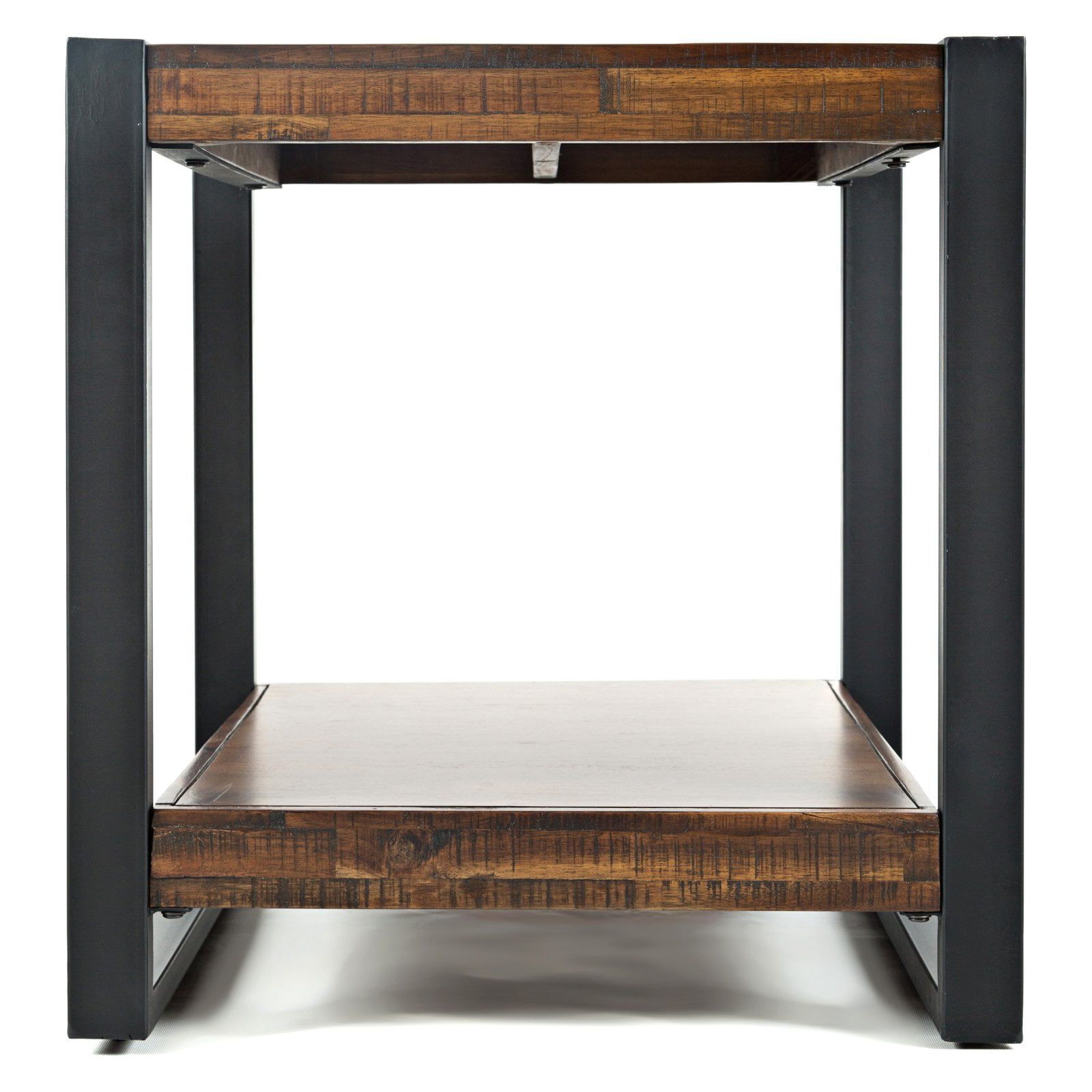 Loftworks 23'' Square Warm Brown Acacia & Metal End Table