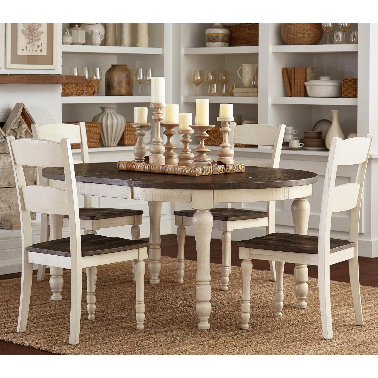 Madison County Reclaimed Pine 66" Oval Farmhouse Dining Set with 4 Chairs