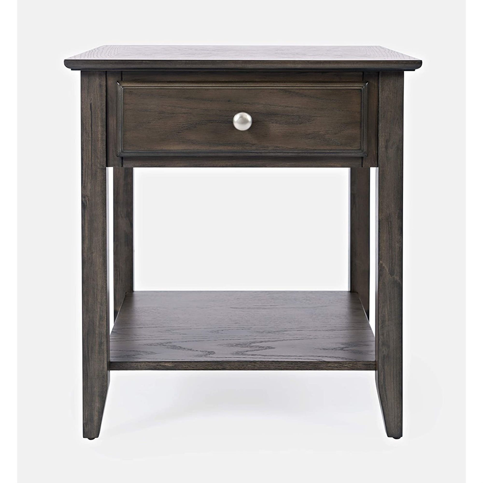 Transitional Gray-Brown Square End Table with Storage