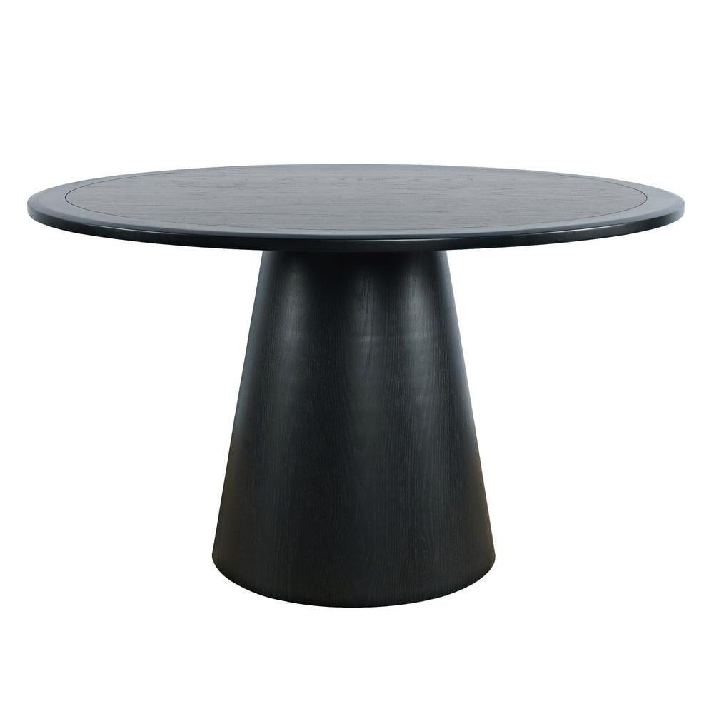 Nash Black Round Wood Pedestal Dining Table, 50 Inch