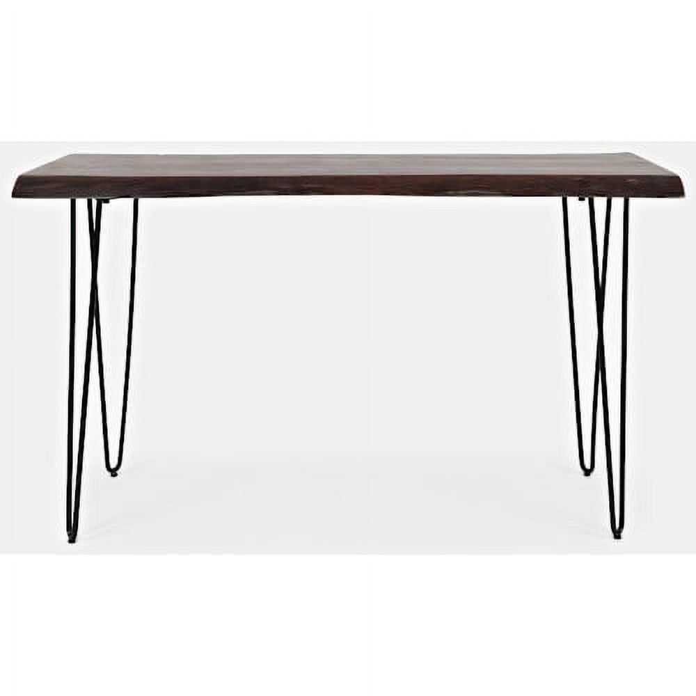 Slate Gray Acacia Wood Rectangular Console Table with Metal Legs