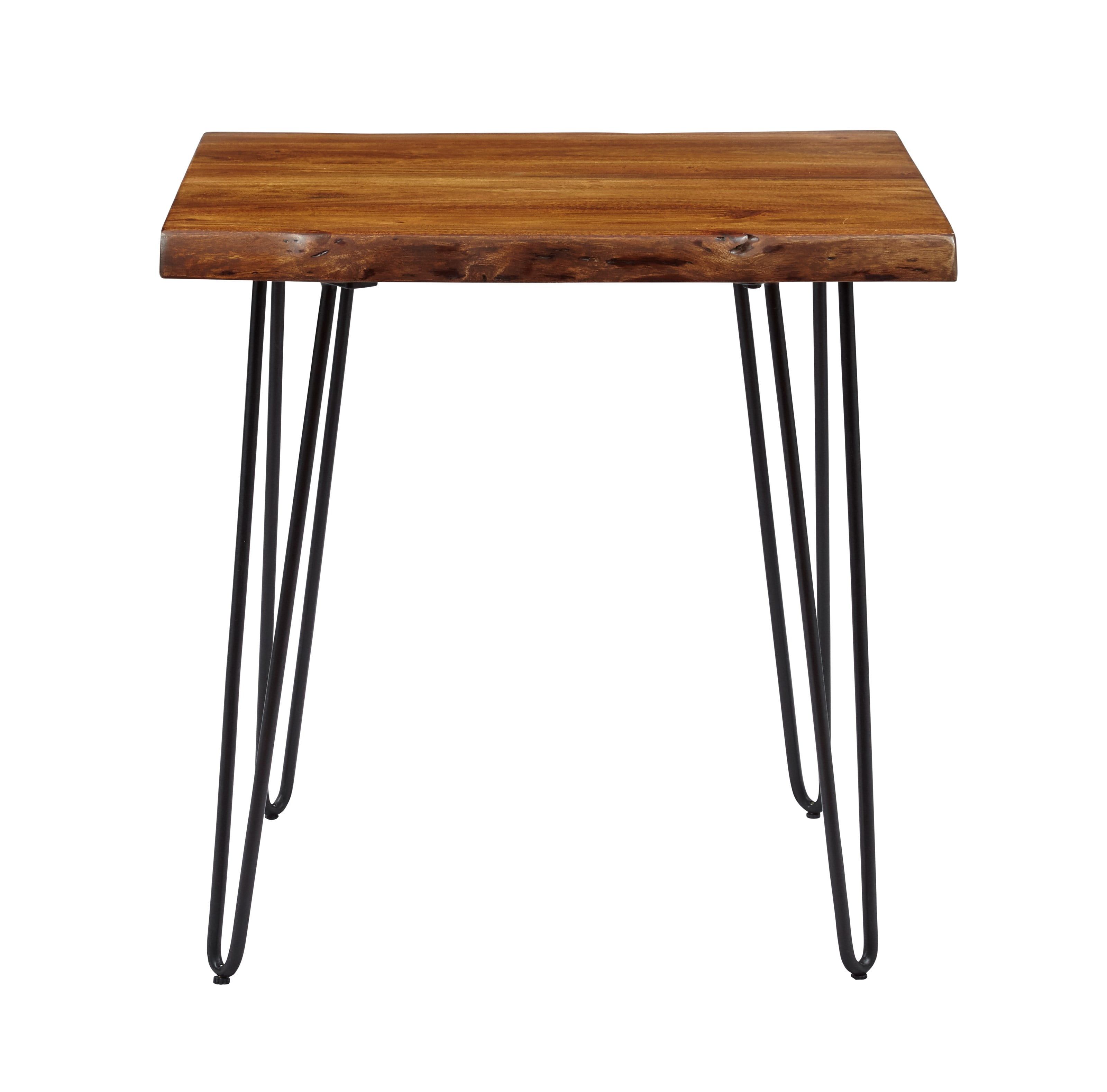 Acacia Live Edge 24'' Chestnut Square End Table with Hairpin Legs