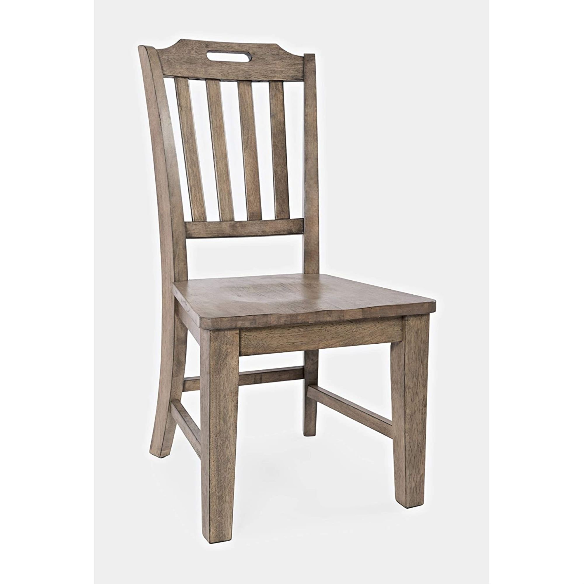 Transitional Weathered Oak Slatback Side Chair Set of 2