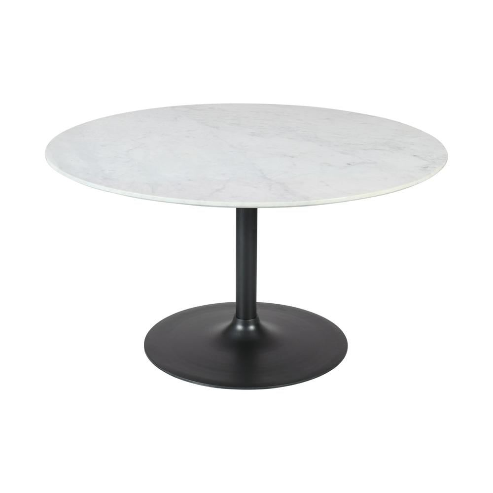 Rowan 54" Round Black Cast Iron and Marble Dining Table