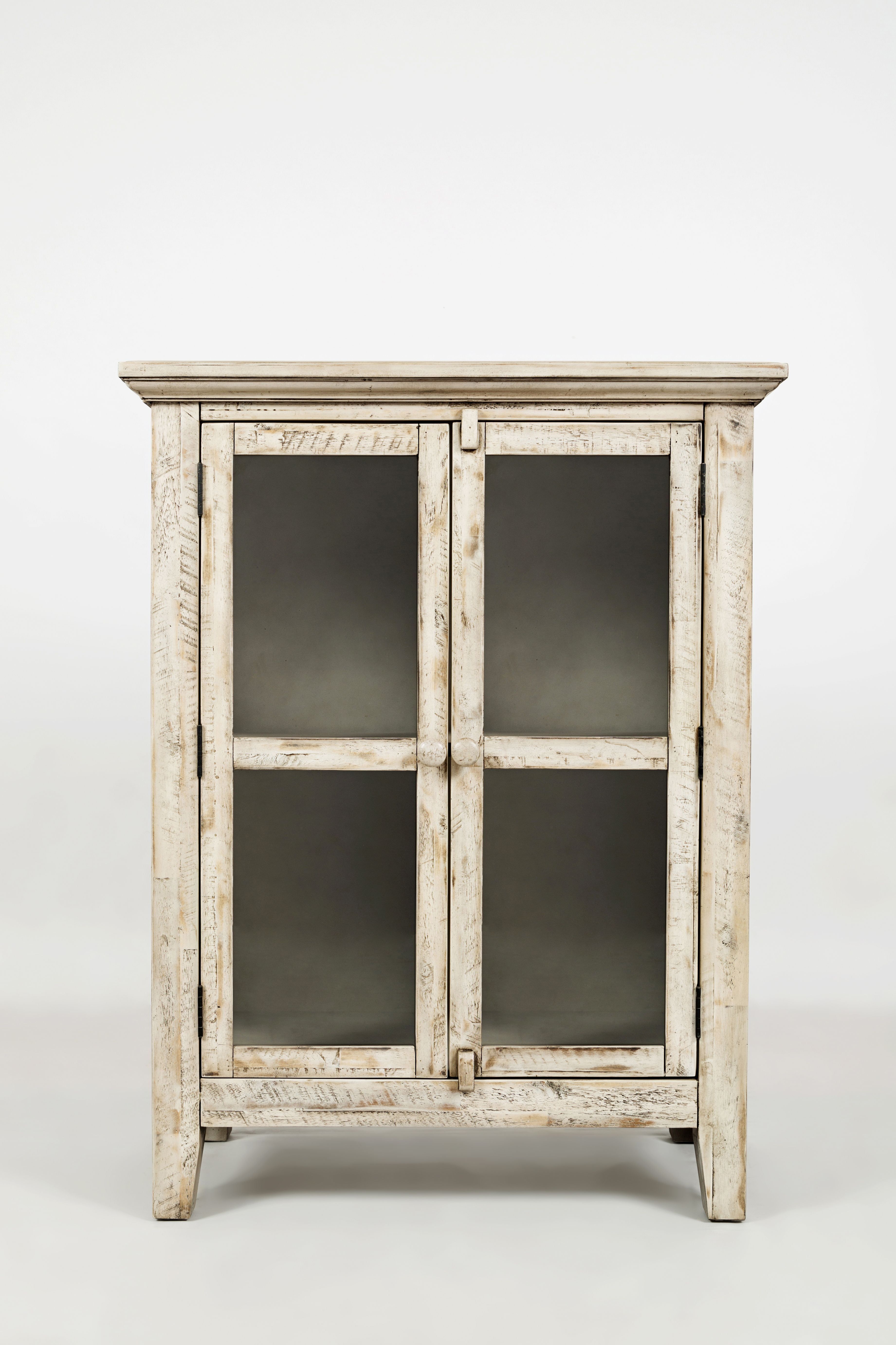 Rustic Shores Vintage Brown 32" Glass Door Accent Cabinet