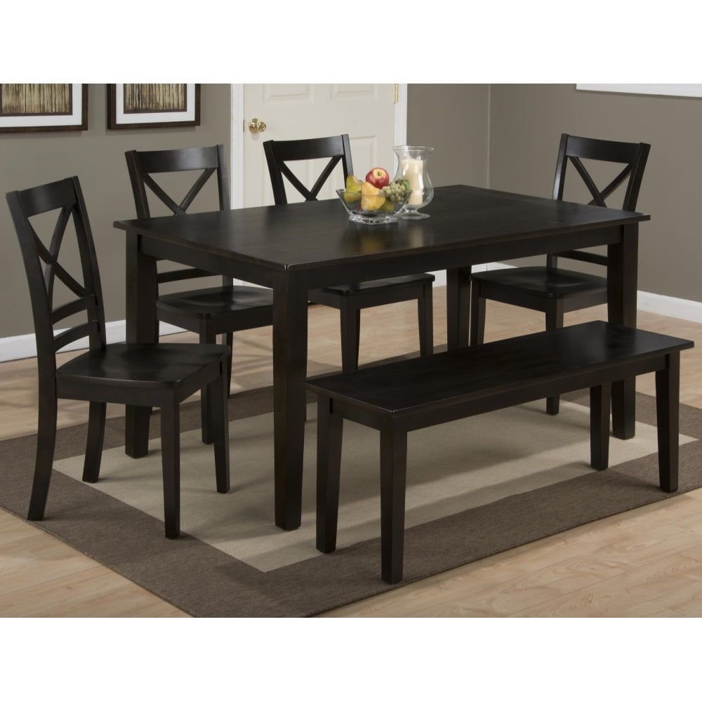 Espresso Brown Solid Wood Cross-Back Dining Chair Set