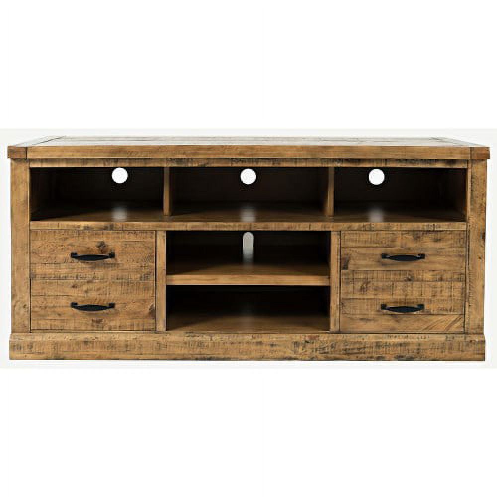 Telluride Handcrafted Solid Pine 60'' TV Console with Storage, Brown/Gold