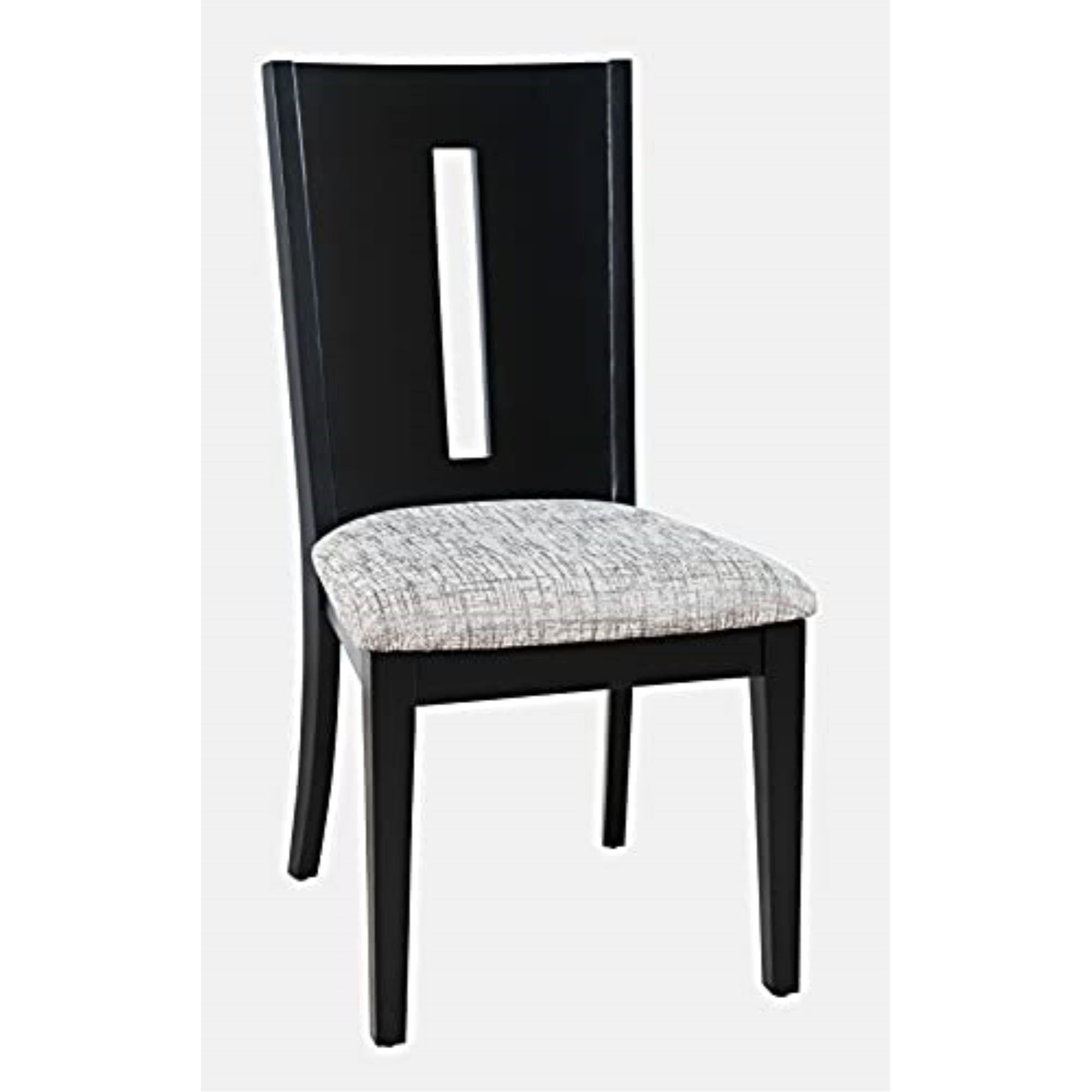 Black Upholstered Slotback Wood Side Chair