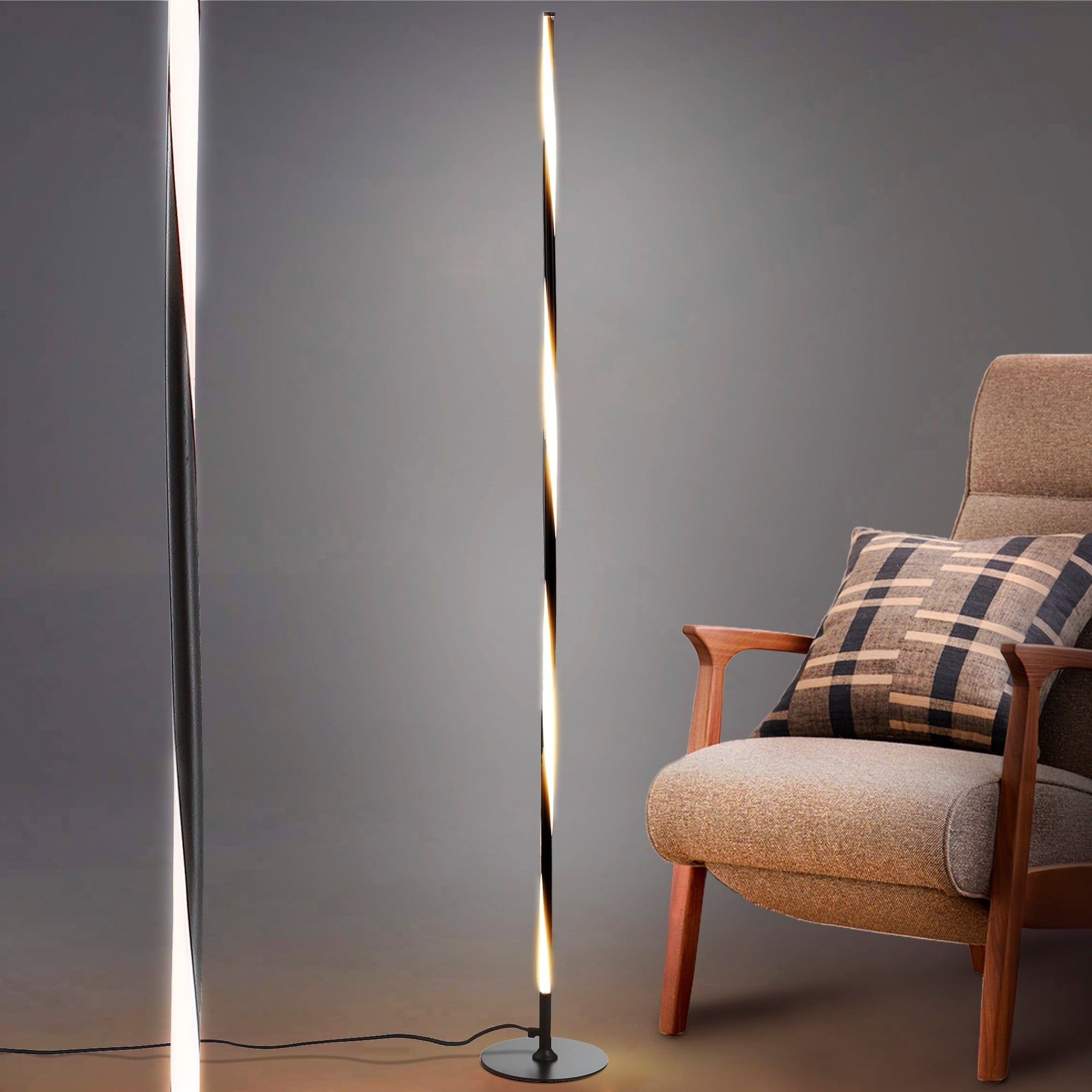 Arcadia Adjustable Black Silk Shade 63.75" LED Floor Lamp