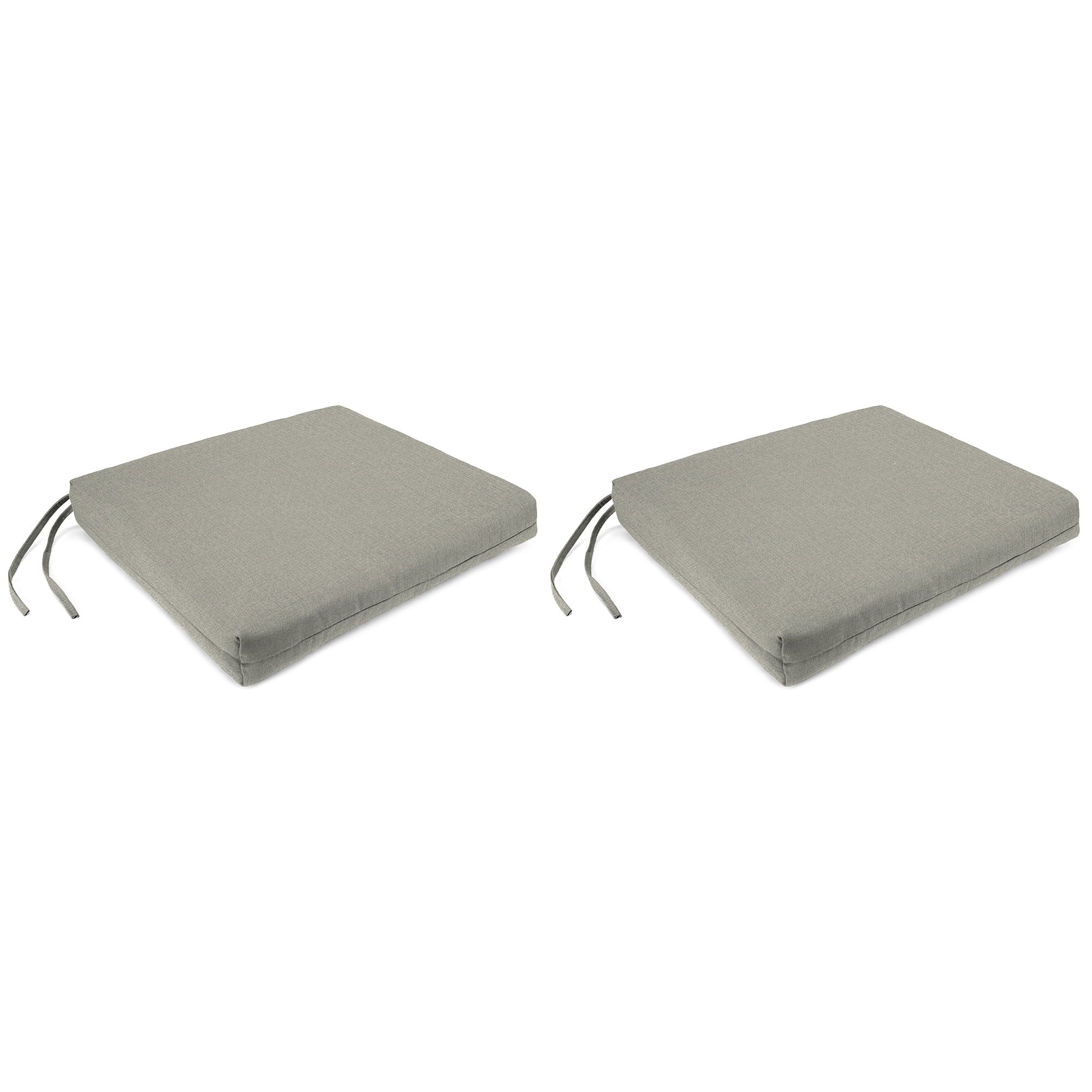 Stone Gray Rectangular Outdoor Chair Pad Cushion Set with Ties