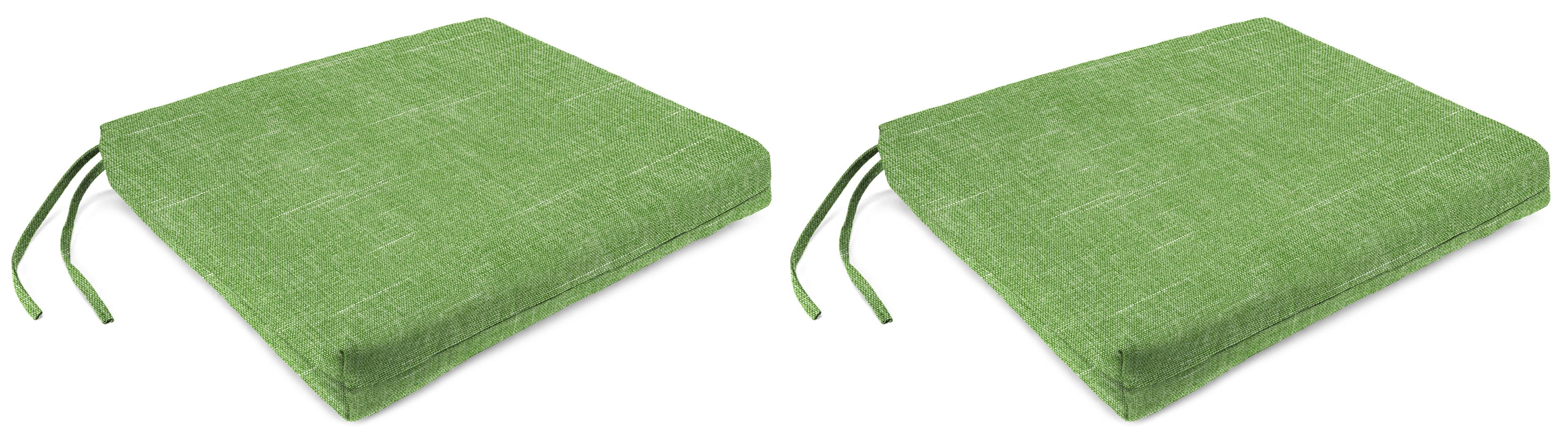 Tory Palm Green Rectangular Outdoor Seat Cushions with Ties (2 Pack)