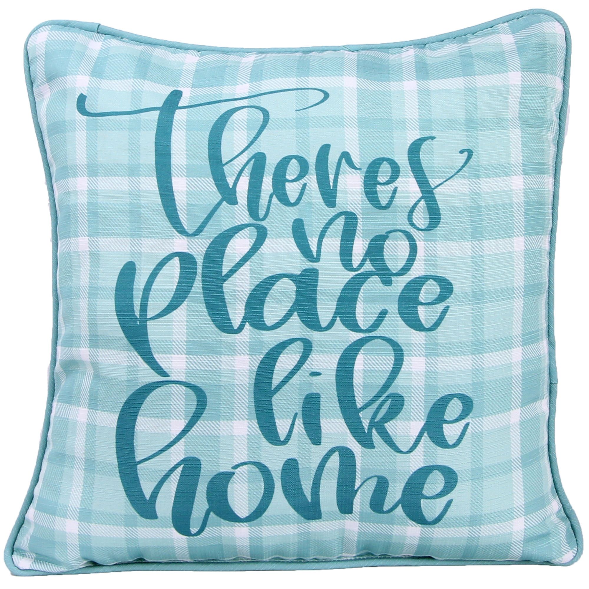 Aqua Plaid Reversible Square Decorative Throw Pillow