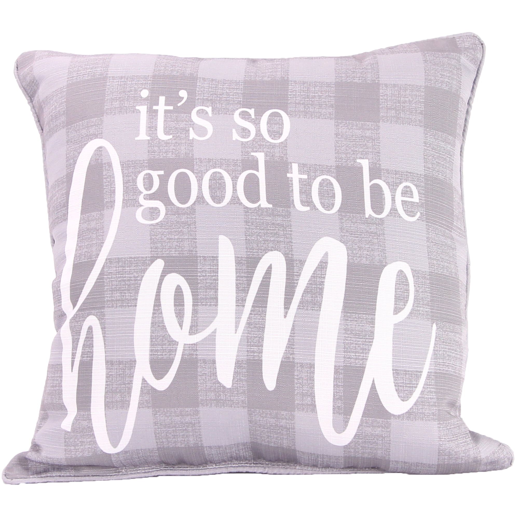 Gray and White Plaid Reversible Square Throw Pillow