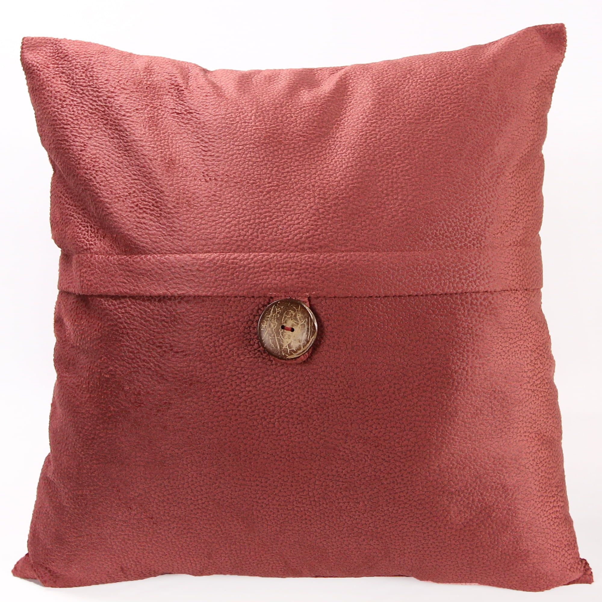 Fairview Cranberry Square Decorative Pillow with Button Accent