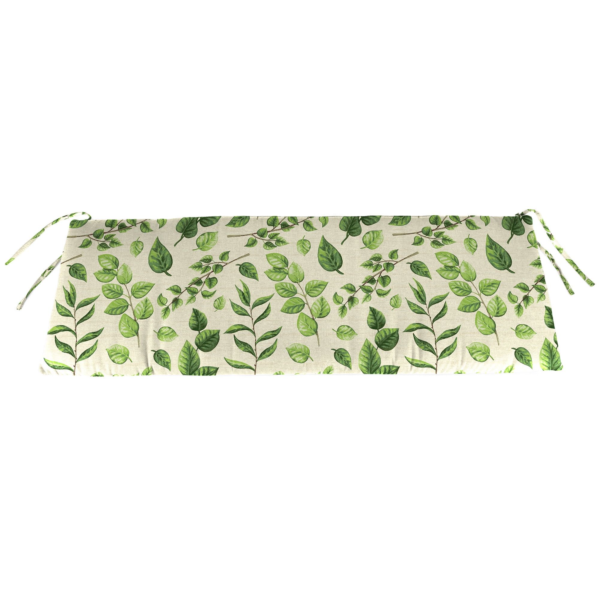 Natik Aloe Green Leaves Outdoor Bench Cushion with Ties