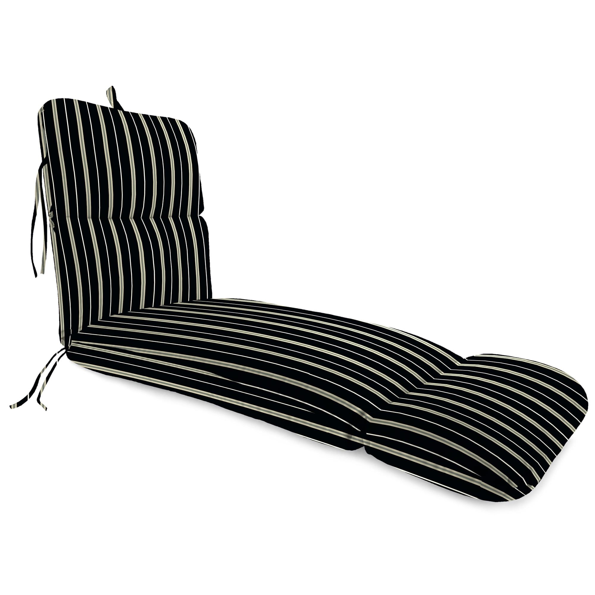 Platt Ink Black Stripe Outdoor Chaise Lounge Cushion with Ties