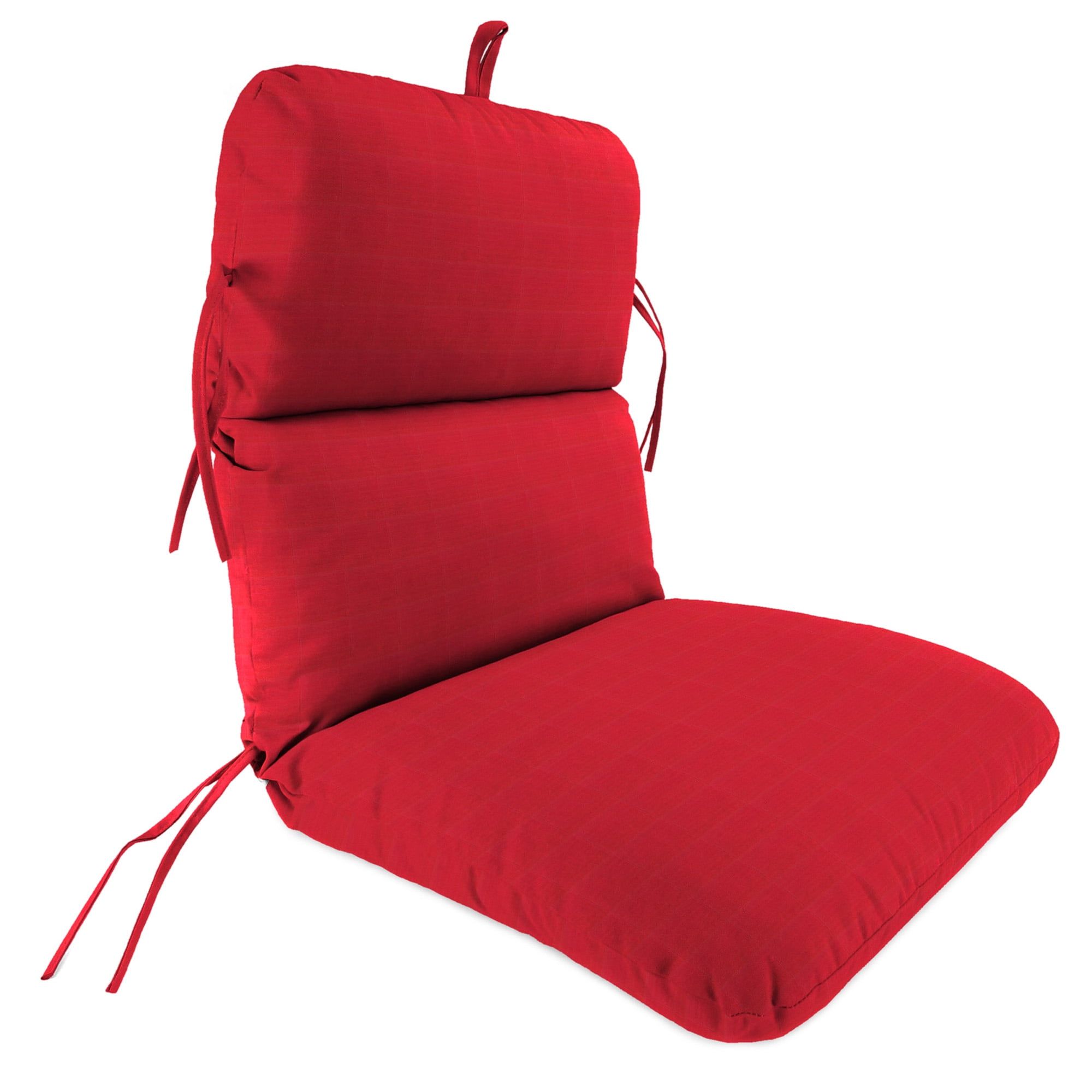 Canvas Jockey Red Outdoor Chair Cushion with Ties and Hanger Loop